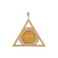 YELLOW GOLD, COIN AND DIAMOND PENDANT