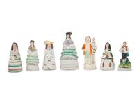 Seven Miniature Staffordshire Figures