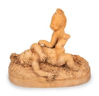 A Continental Terra Cotta Figural Group in the Style of Clodion — 20TH CENTURY
