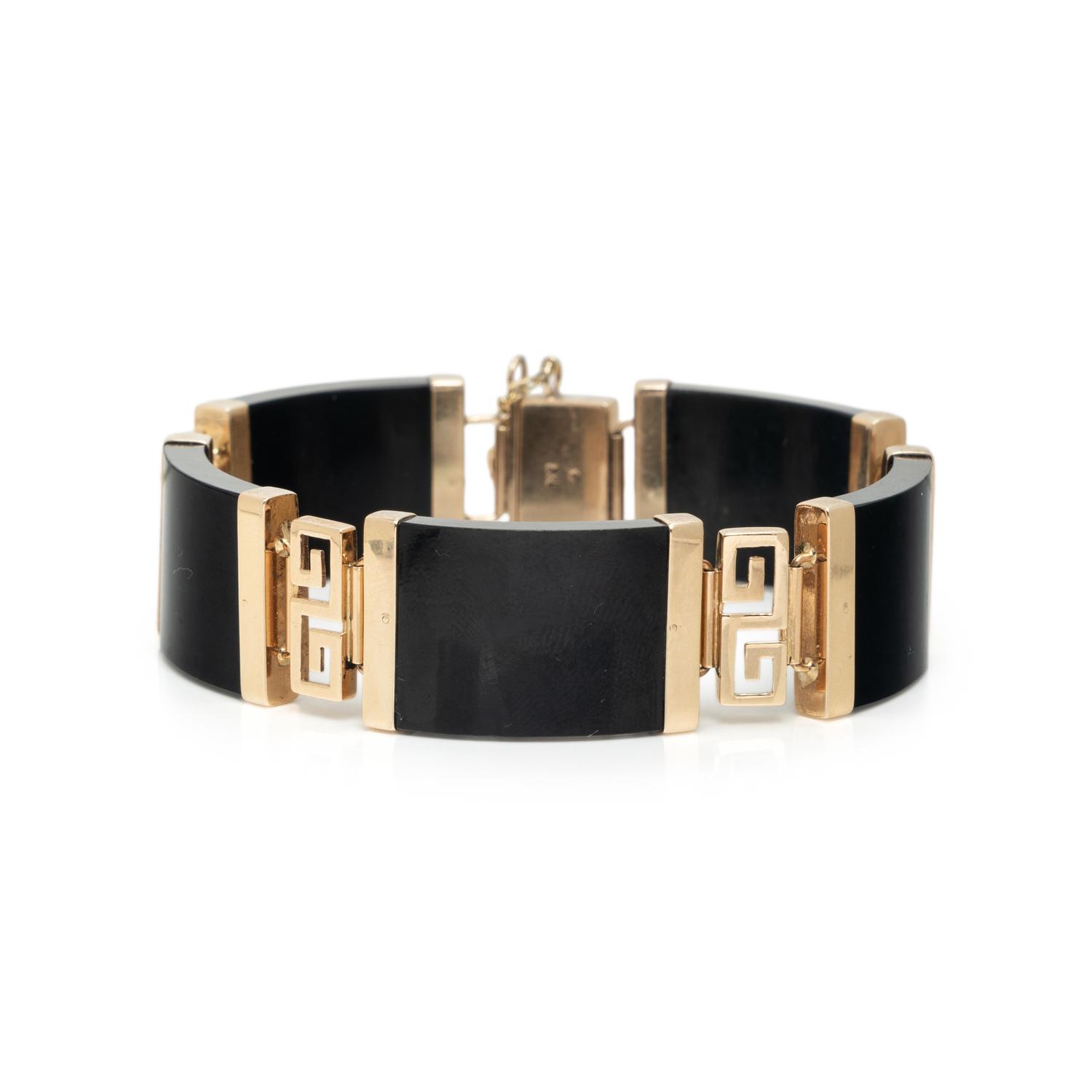 BLACK JADE AND YELLOW GOLD BRACELET