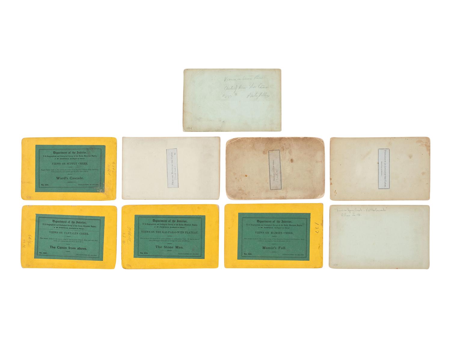 [WESTERN AMERICANA]. HILLERS, John K., and FENNIMORE, J., photographers. A group of 23 Powell & Thompson stereoviews of the Grand Canyon region, featuring images of crew members, boats, and the photographer's dark tent.