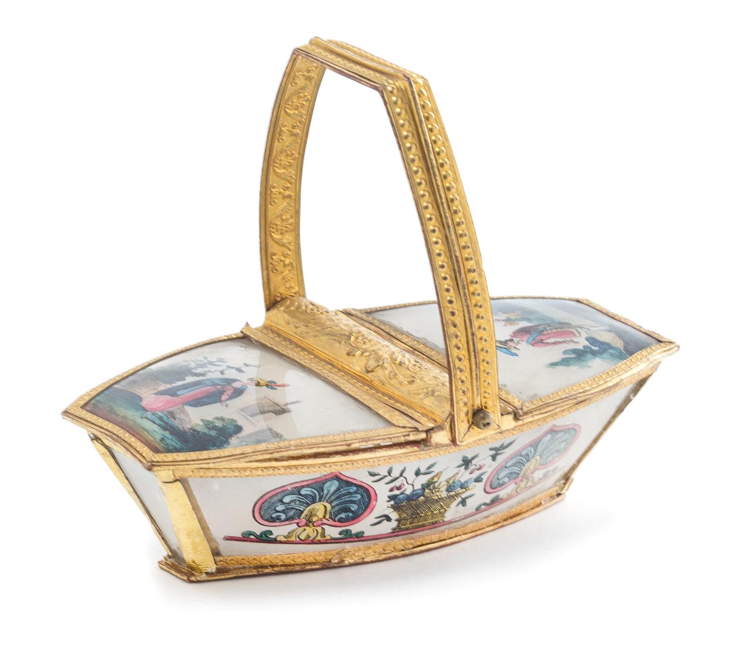 A Chinese Gilt Metal Mounted Glass Basket Width 5 1/8 inches. Width 5 1/2 inches. — 19TH/20TH CENTURY