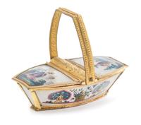 A Chinese Gilt Metal Mounted Glass Basket Width 5 1/8 inches. Width 5 1/2 inches. — 19TH/20TH CENTURY