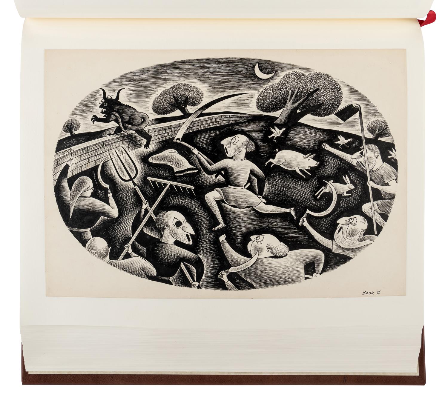 [LIMITED EDITIONS CLUB] -- [FRANCE, Anatole. Penguin Island .] TAYLOR, Richard (1902-1970). Cover title: "Set of Complete Illustrations for 'Penguin Island.' By Anatole France. Entered in the Limited Editions Contest by Richard Taylor." [New York, ca 1932-1933].