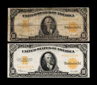 Two Series 1922 $10 Gold Certificates