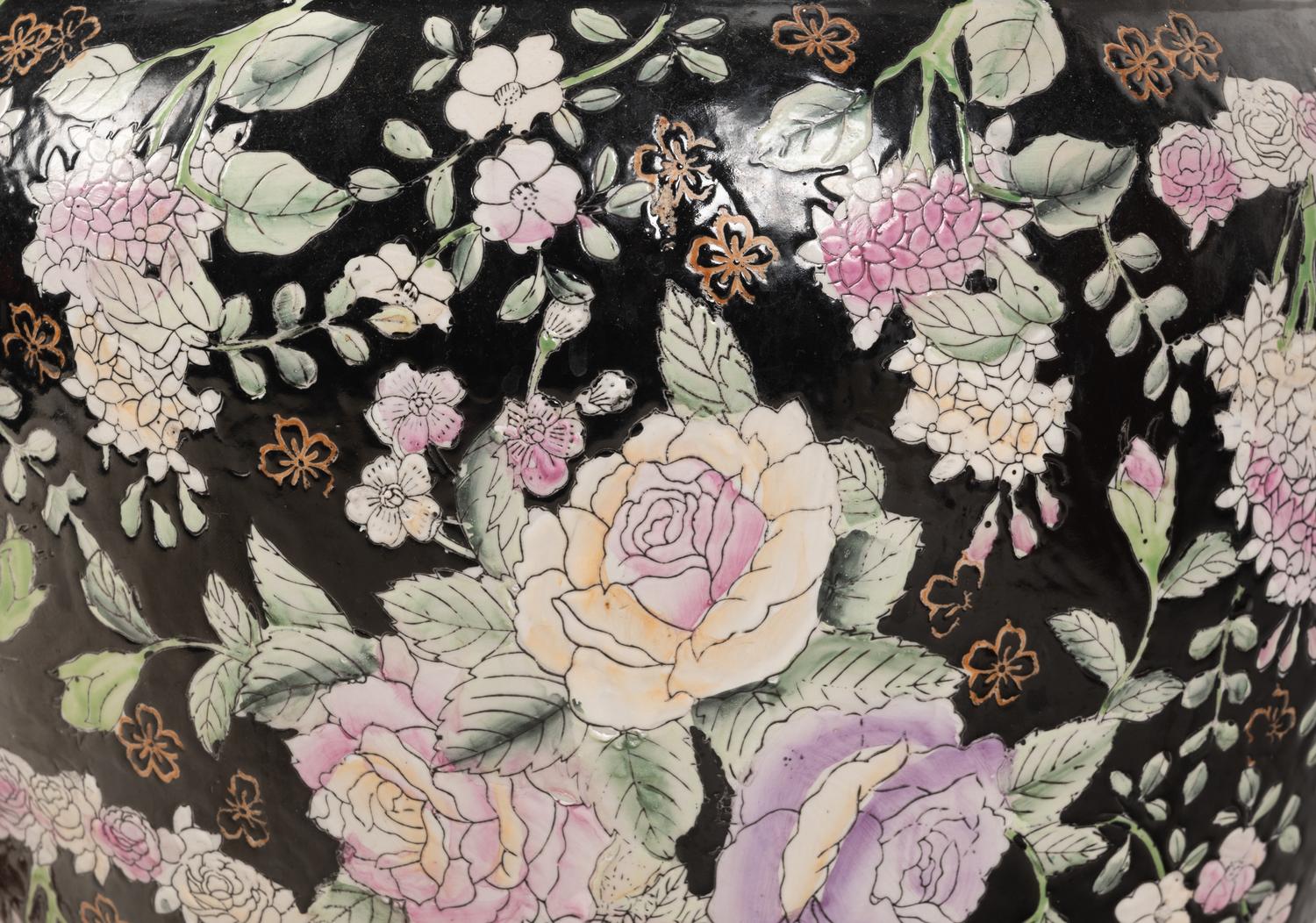 A Pair of Chinese Enameled Porcelain Jardinières
