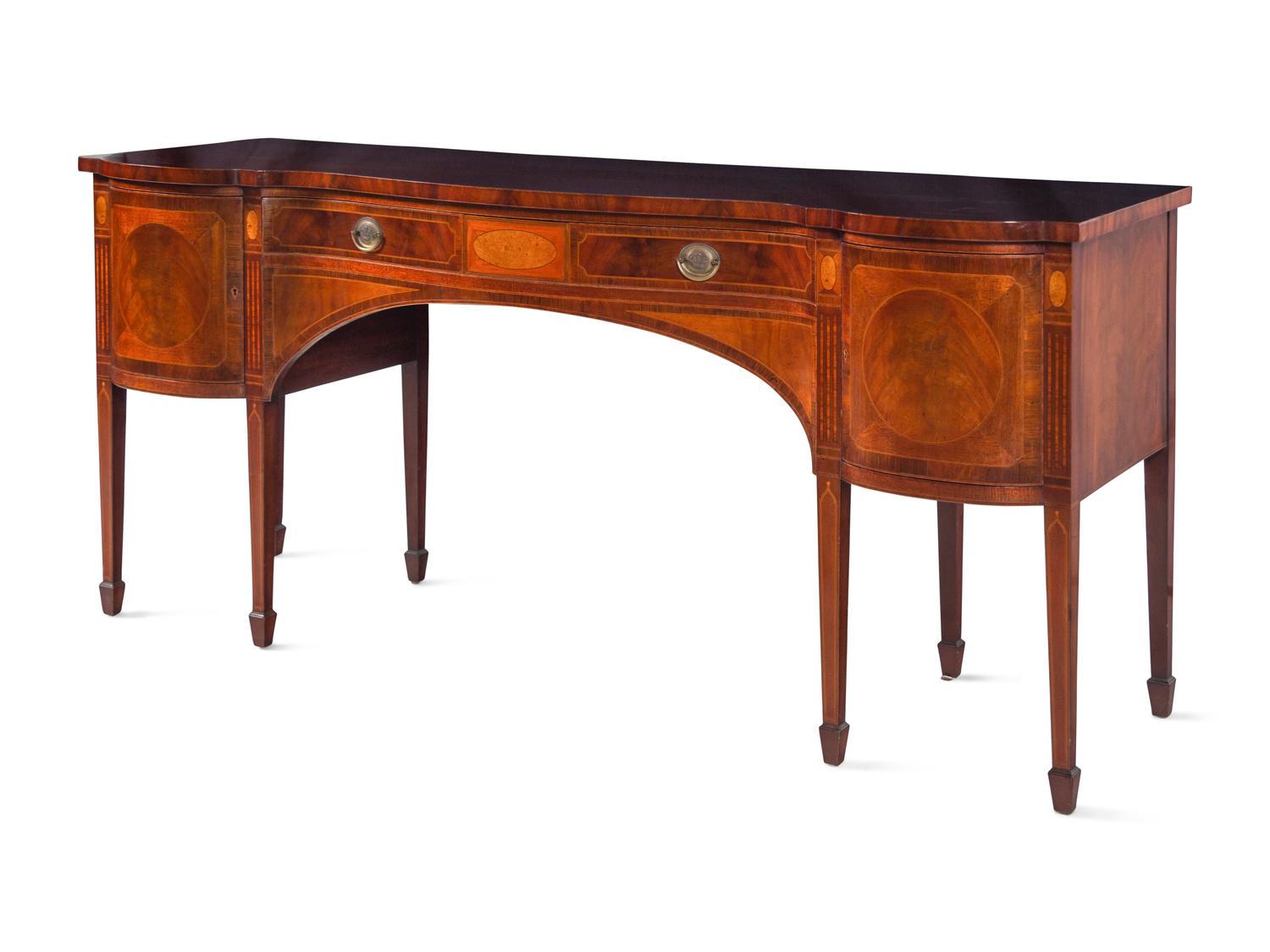A George III Style Satinwood Inlaid Mahogany Sideboard
