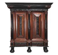A Flemish Part-Ebonized Carved Rosewood Armoire — 17TH/18TH CENTURY