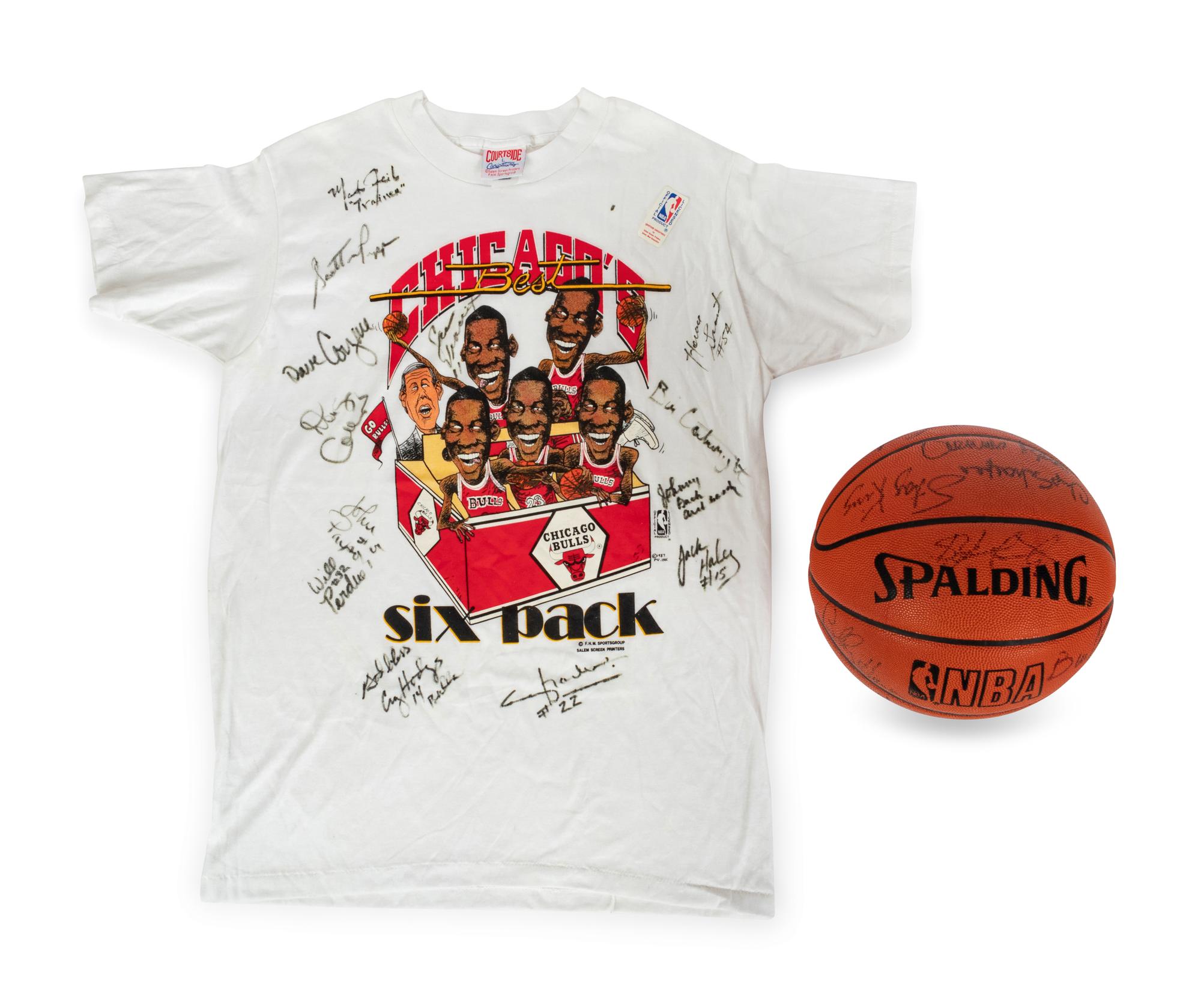 A Group of Vintage Chicago Bulls Team Signed Items (Beckett Authentication Services BAS Certified),
