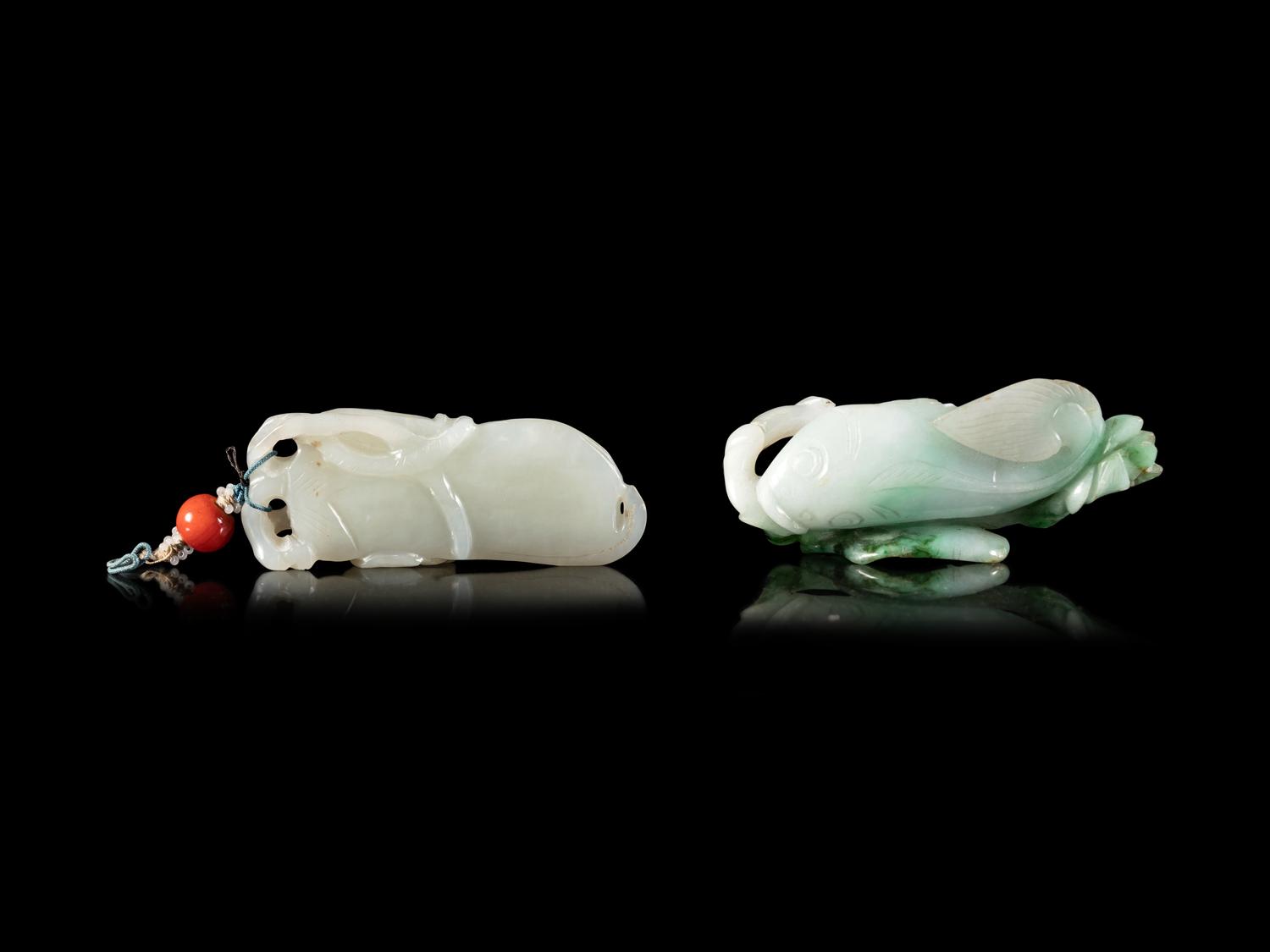 Two Chinese Jade and Jadeite Pendants