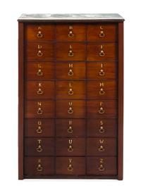 A Mahogany Specimen Cabinet, Height 48 x width 32 x depth 15 1/4 inches.