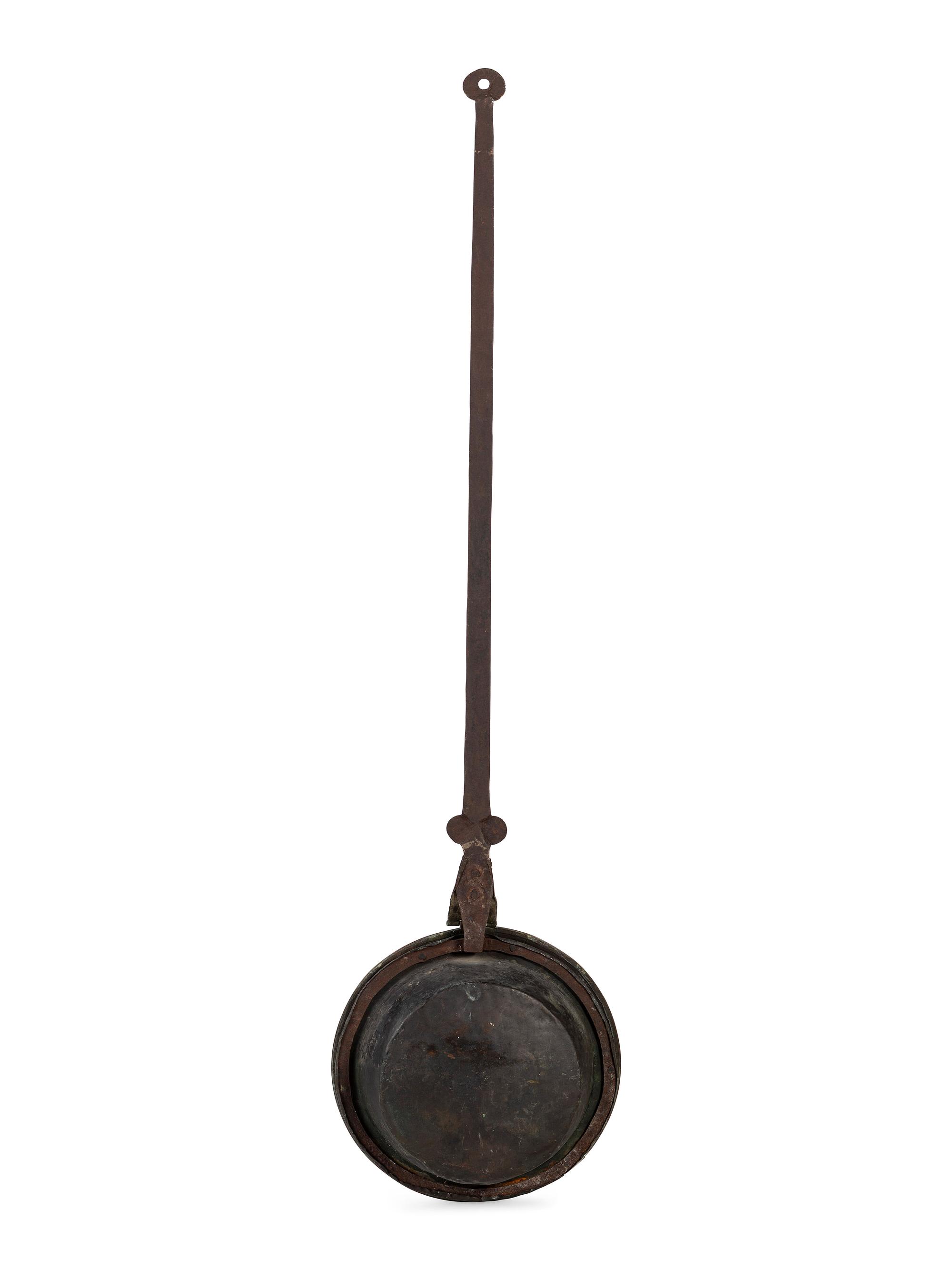 An English Wrought-Iron and Pierced and Engraved Brass Warming Pan