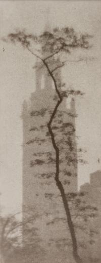 A pair of photographs ( Tower with Tree , 1922 (printed 1980); Two Men by the Sea , 1921 (printed 1980))