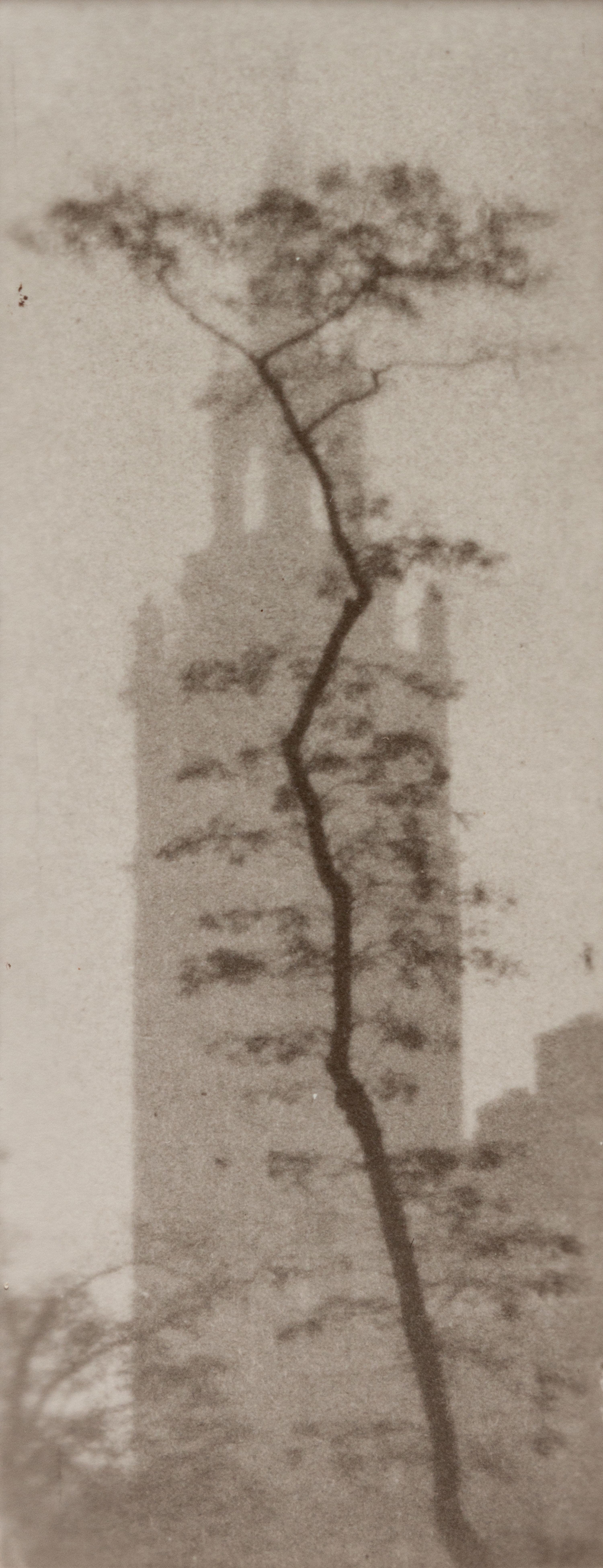 A pair of photographs ( Tower with Tree , 1922 (printed 1980); Two Men by the Sea , 1921 (printed 1980))