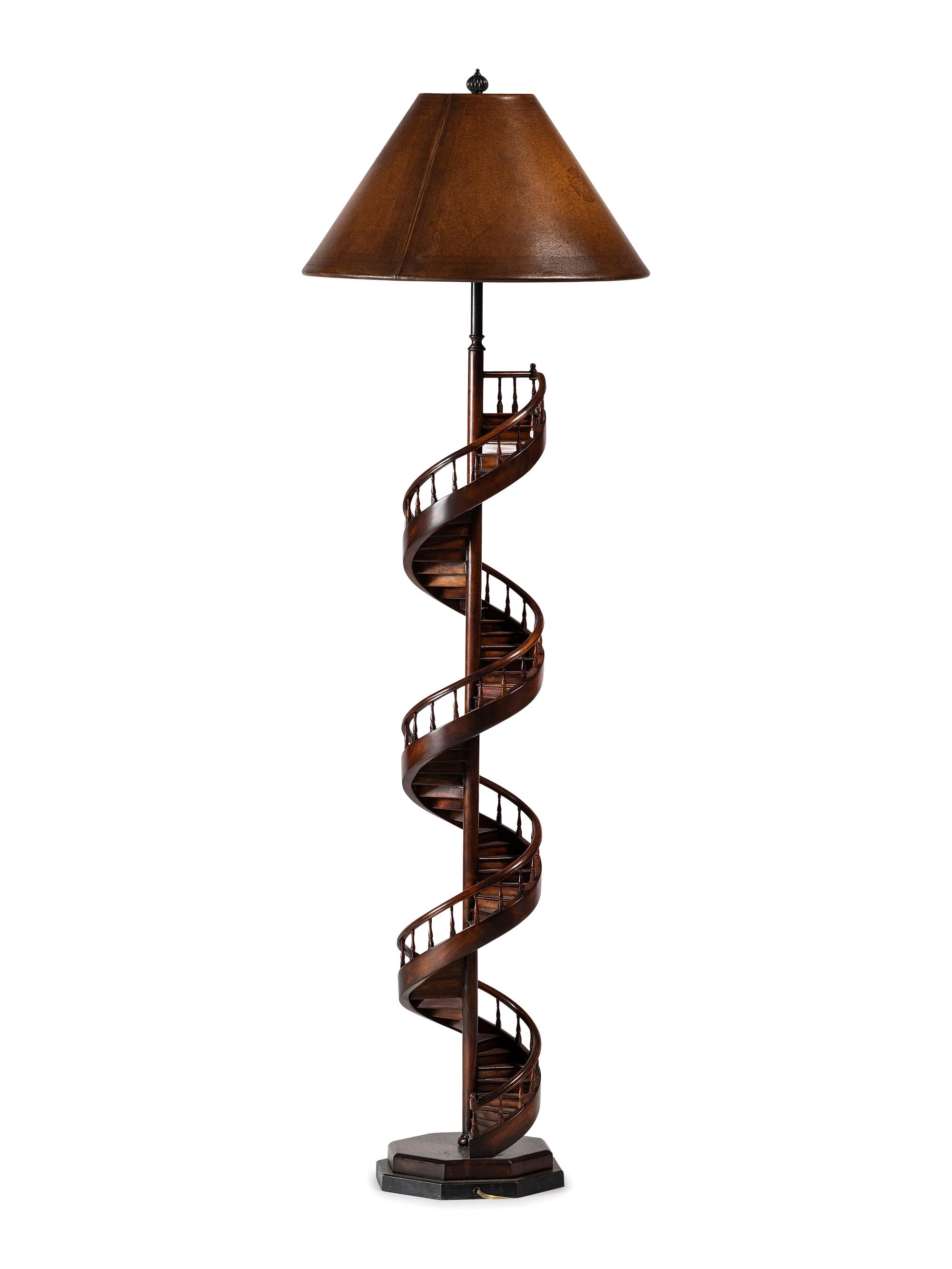 An Architectural Mahogany Staircase Floor Lamp