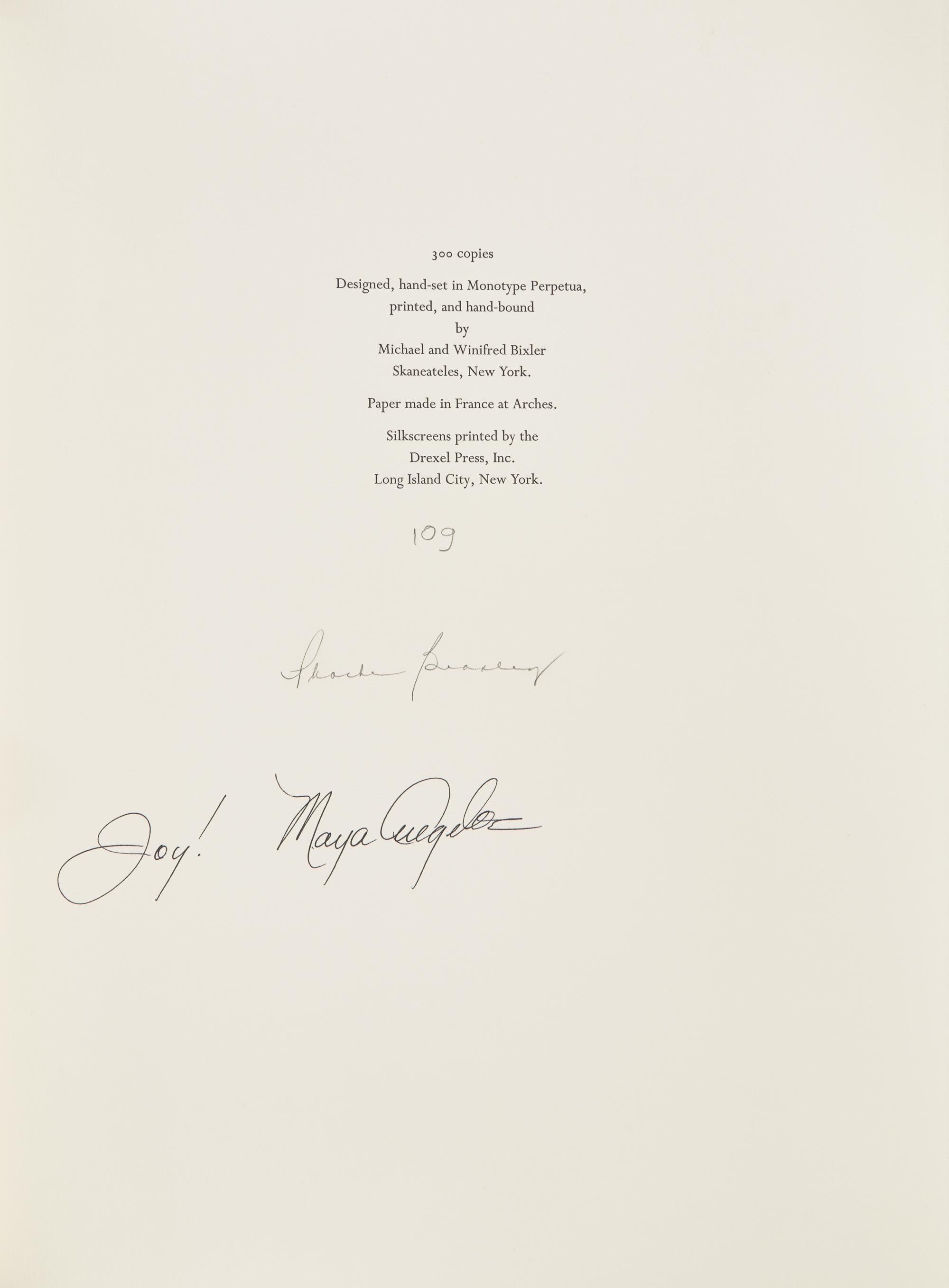 [LIMITED EDITIONS CLUB]. HUGHES, Langston (1901-1967). Sunrise is Coming After While. Edited by Maya Angelou. New York: The Limited Editions Club, 1998.