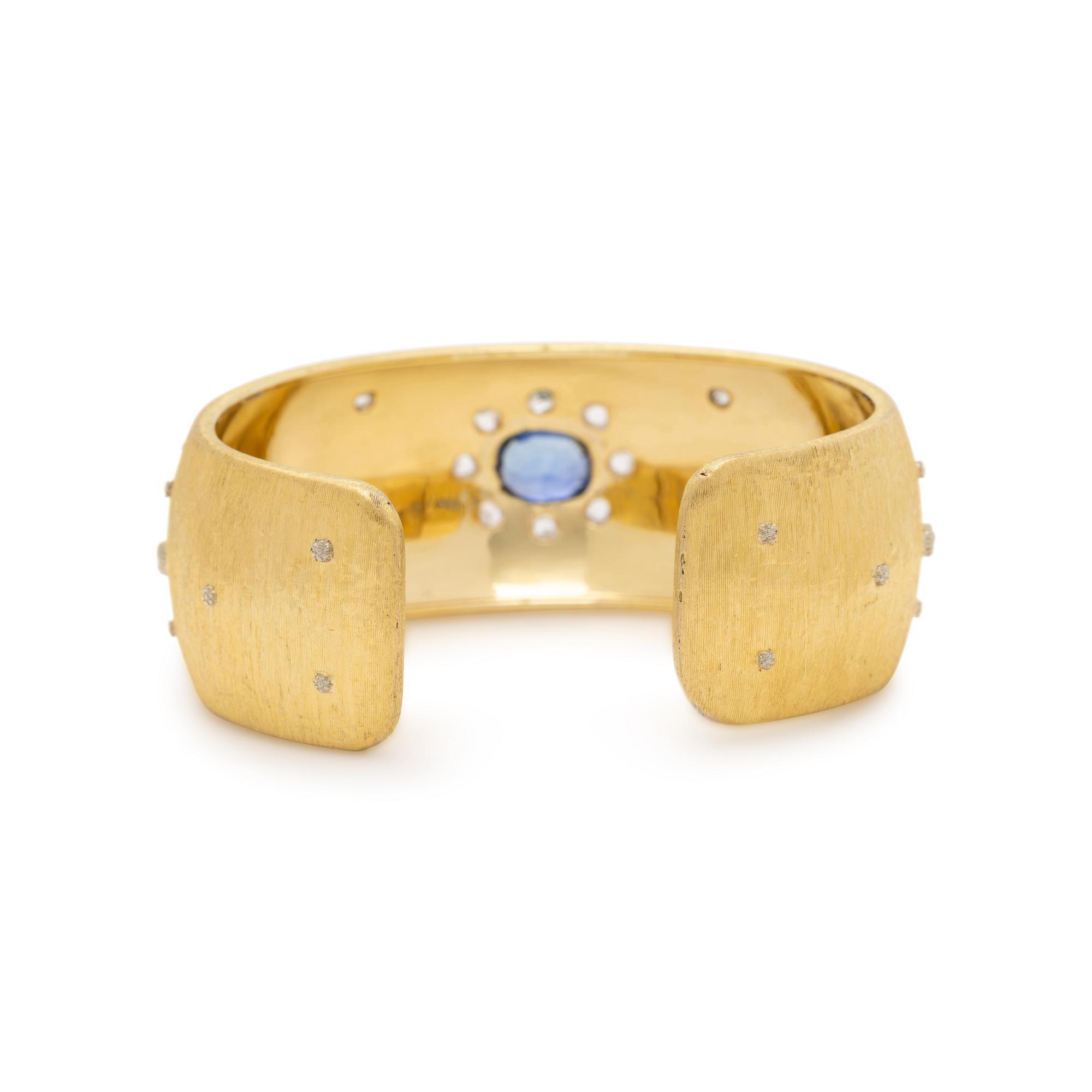 BUCCELLATI, GOLD, SAPPHIRE AND DIAMOND CUFF BRACELET