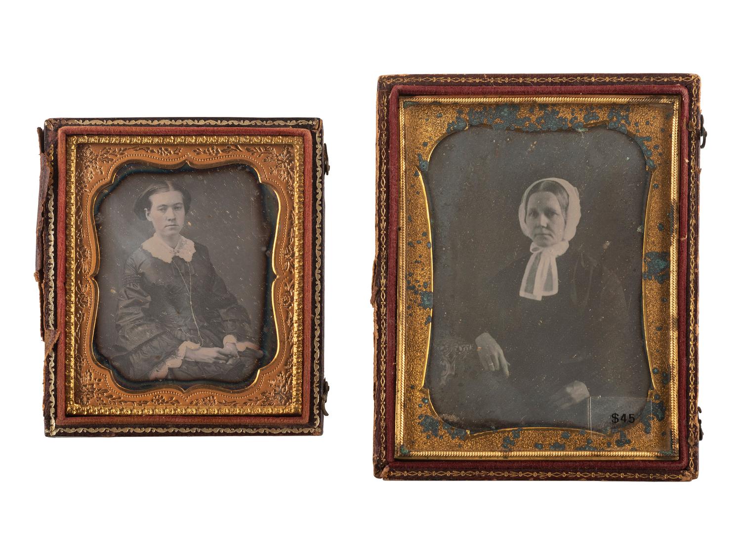 [EARLY PHOTOGRAPHY]. A collection of 19 daguerreotypes of middle aged women, including: