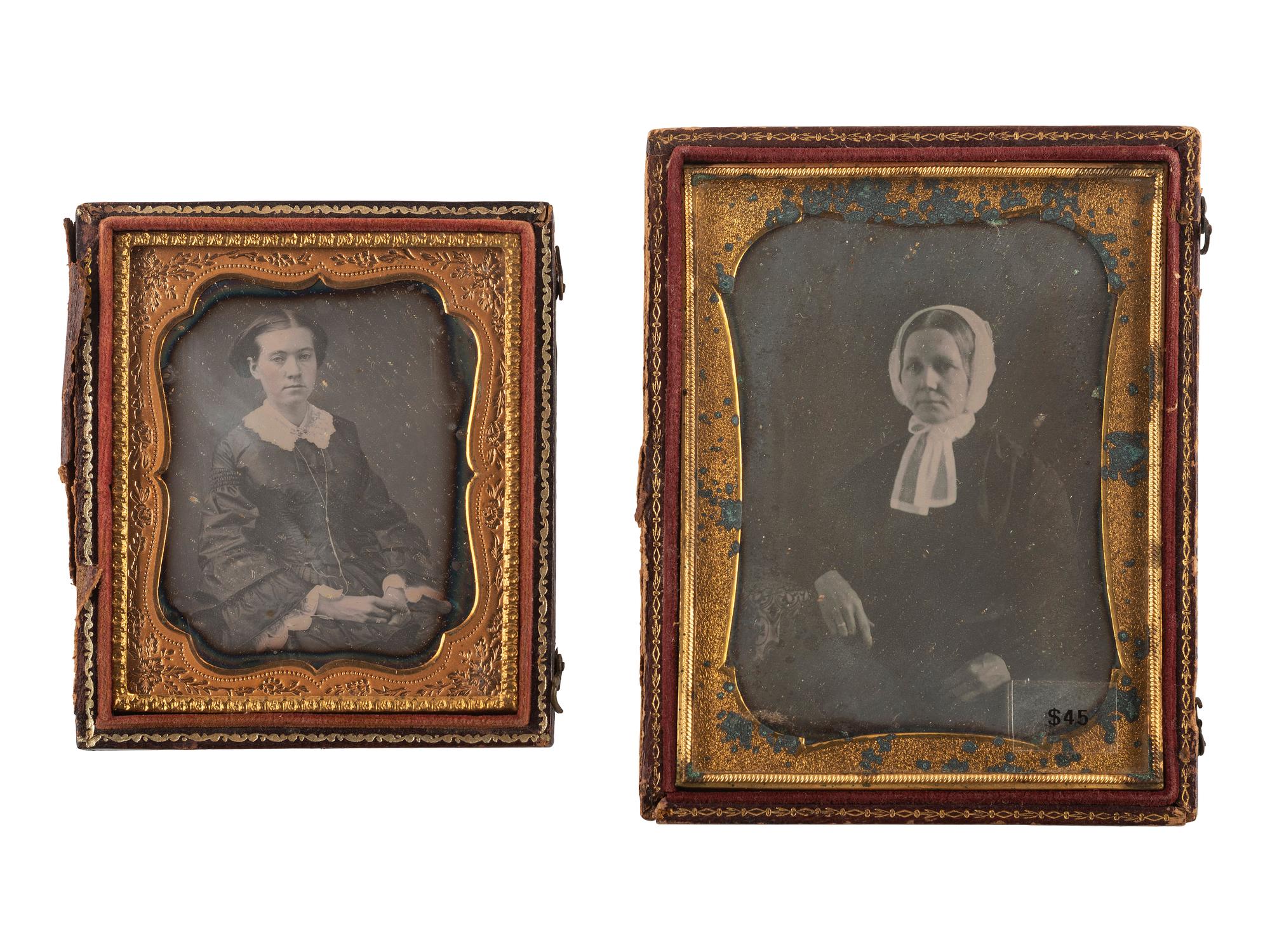 [EARLY PHOTOGRAPHY]. A collection of 19 daguerreotypes of middle aged women, including: