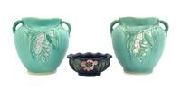 A Pair of Weller Pottery Vases Height of pair 6 inches.