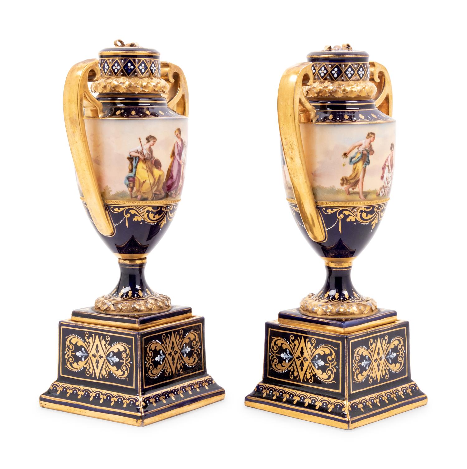 A Pair of Vienna Porcelain Urns