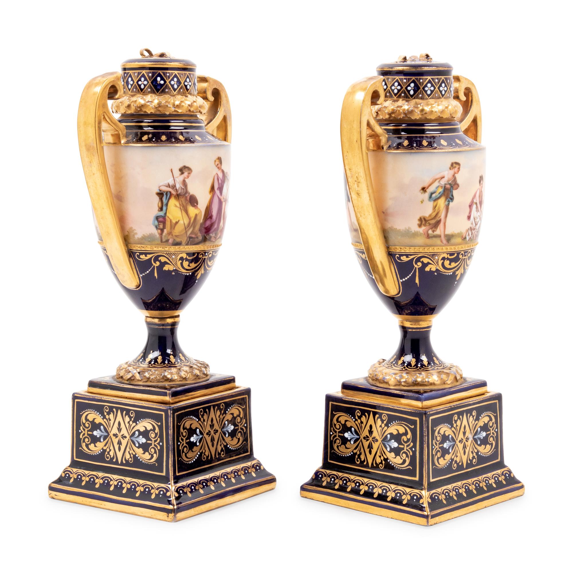 A Pair of Vienna Porcelain Urns