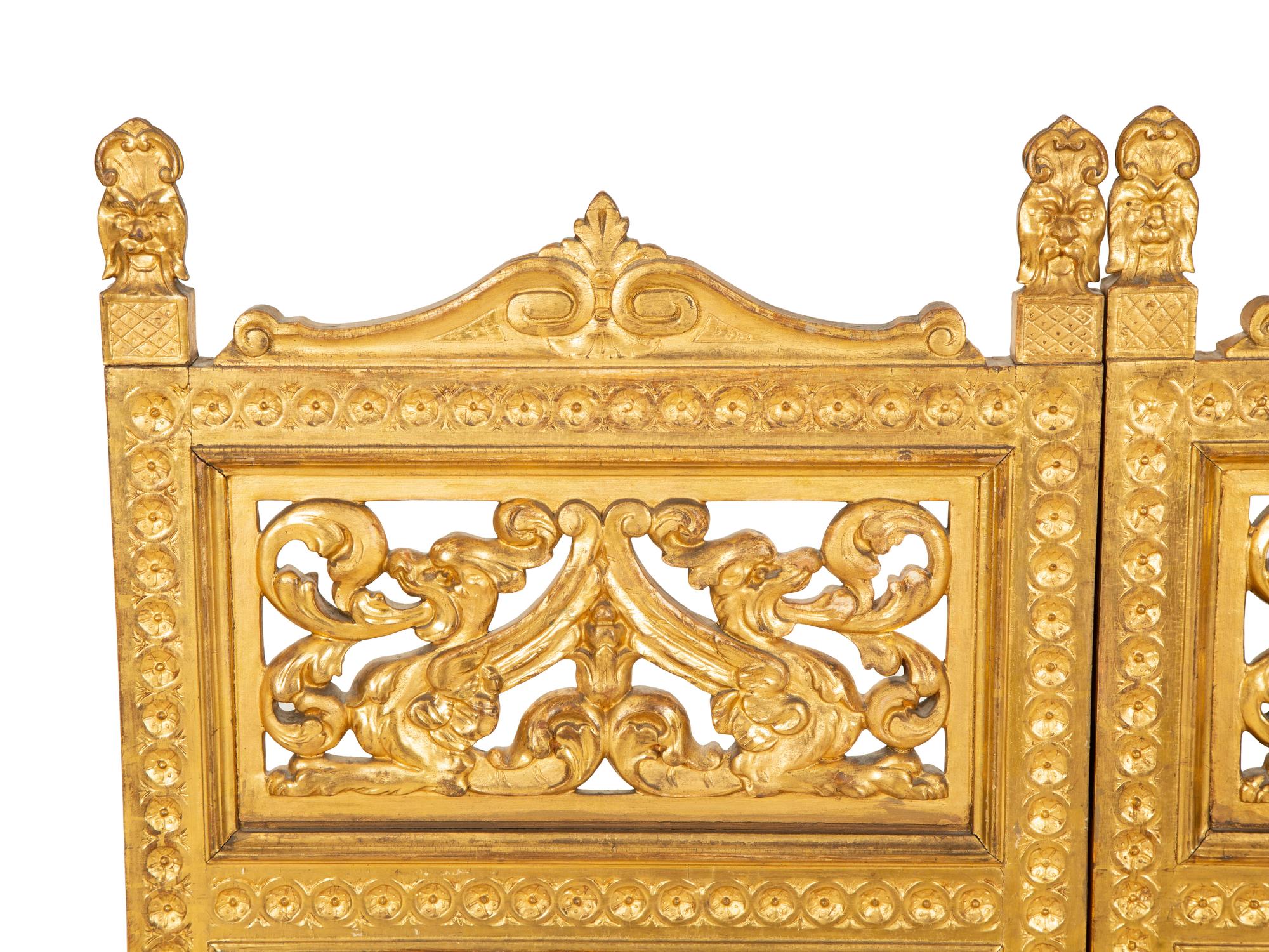A Neoclassical Style Carved Giltwood Two-Panel Wall Hanging with Mirrored Inset Panels — 20th Century