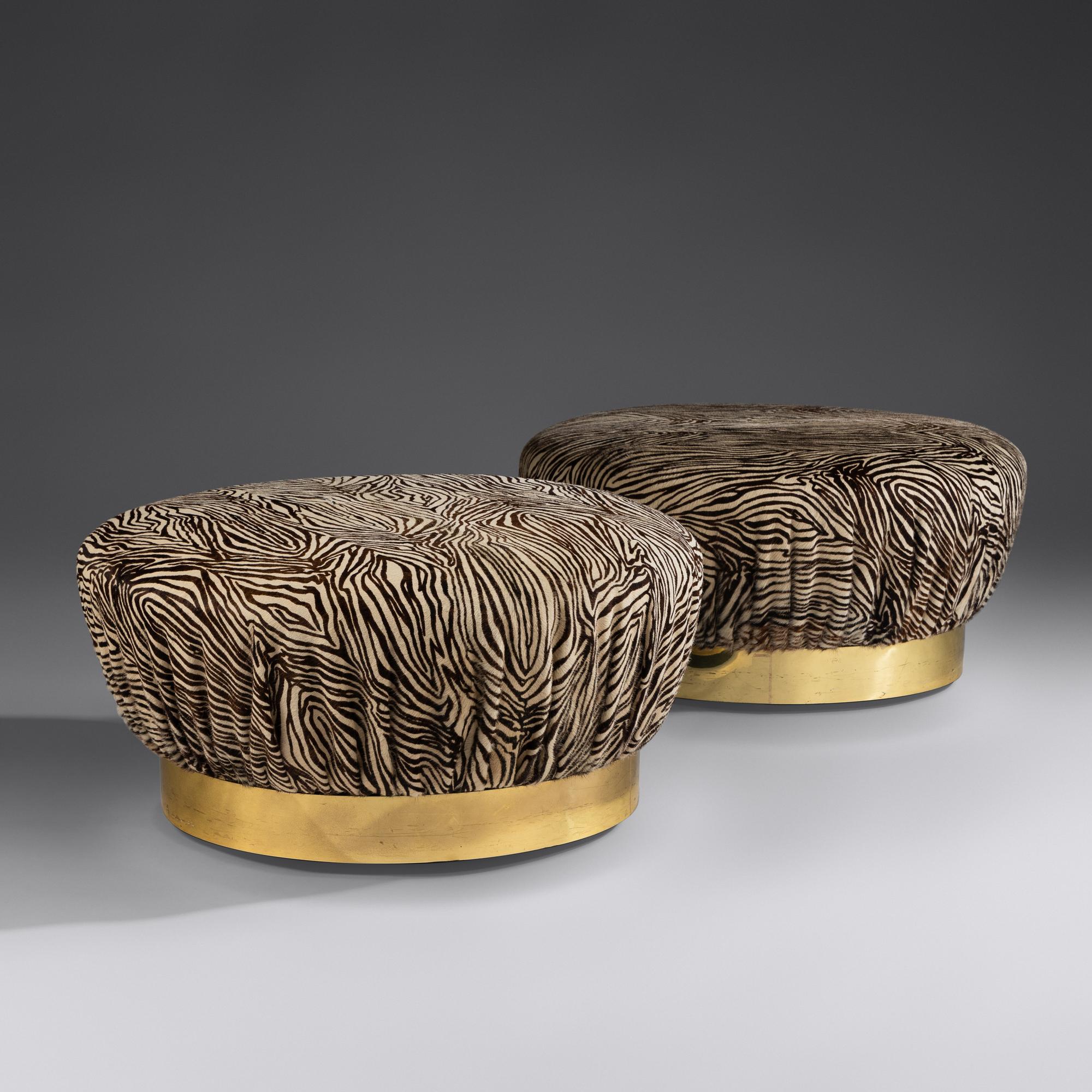 Pair of Soufflé Ottomans Karl Springer Ltd., USA