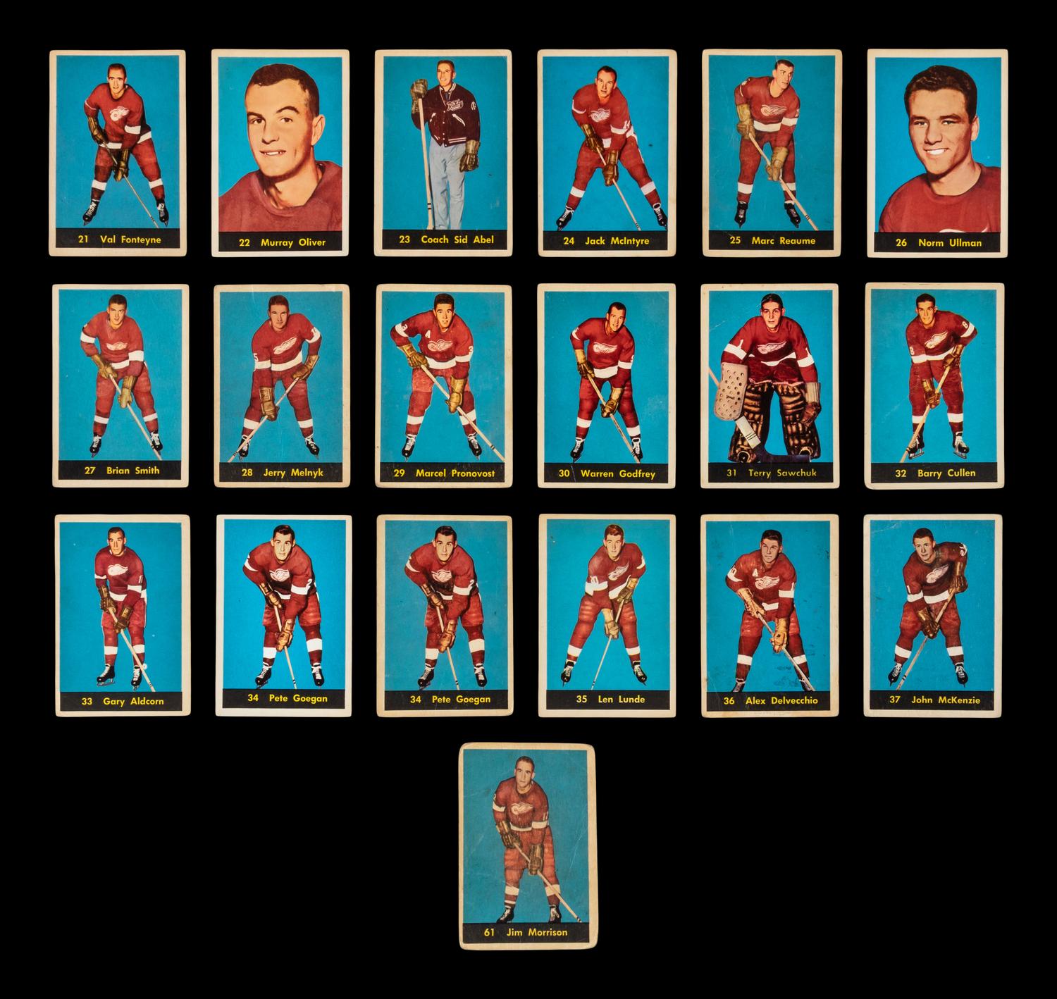 A Collection of Detroit Red Wings 1960-61 Parkhurst Hockey Cards (19)