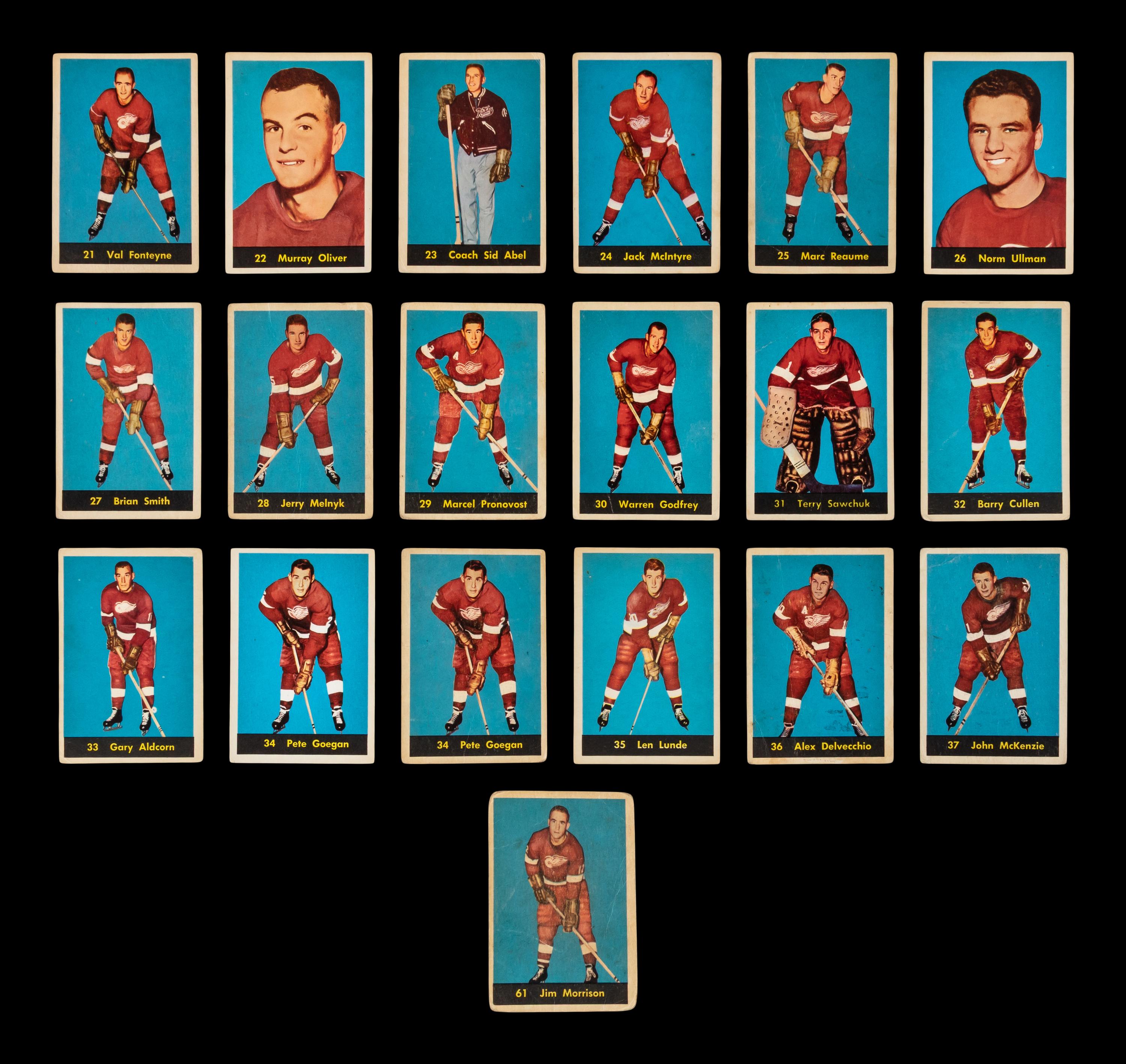 A Collection of Detroit Red Wings 1960-61 Parkhurst Hockey Cards (19)