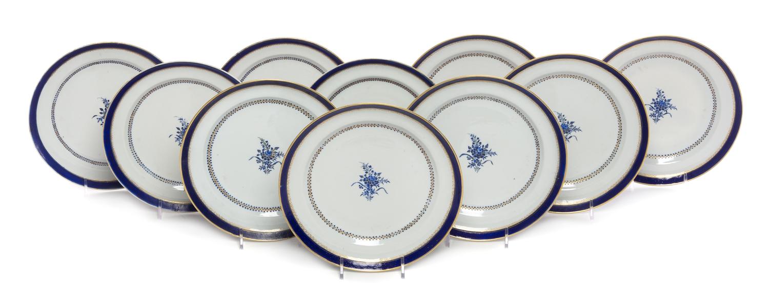 A Set of Ten Chinese Export Porcelain Plates Diameter 7 3/4 inches. — 18TH/19TH CENTURY