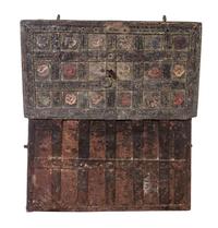 A Continental Polychrome Decorated Iron Strong Box