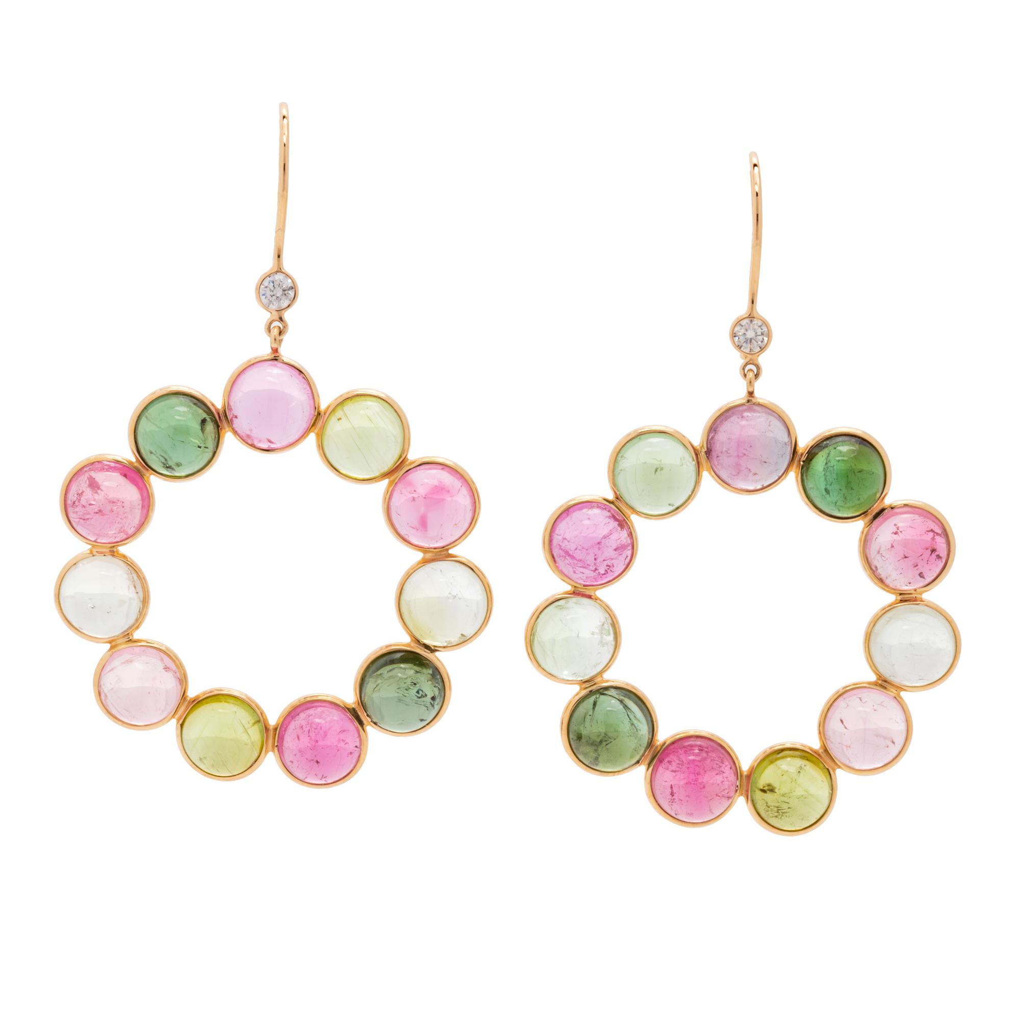 MULTICOLOR TOURMALINE AND DIAMOND EARRINGS