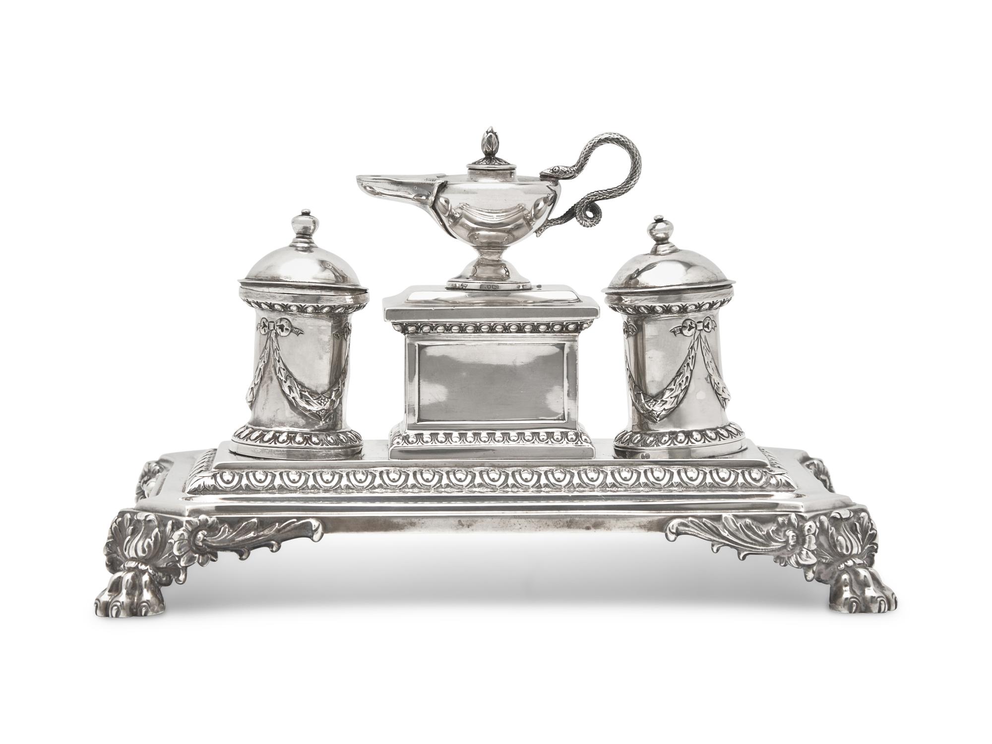 A Victorian Sterling Silver Standish