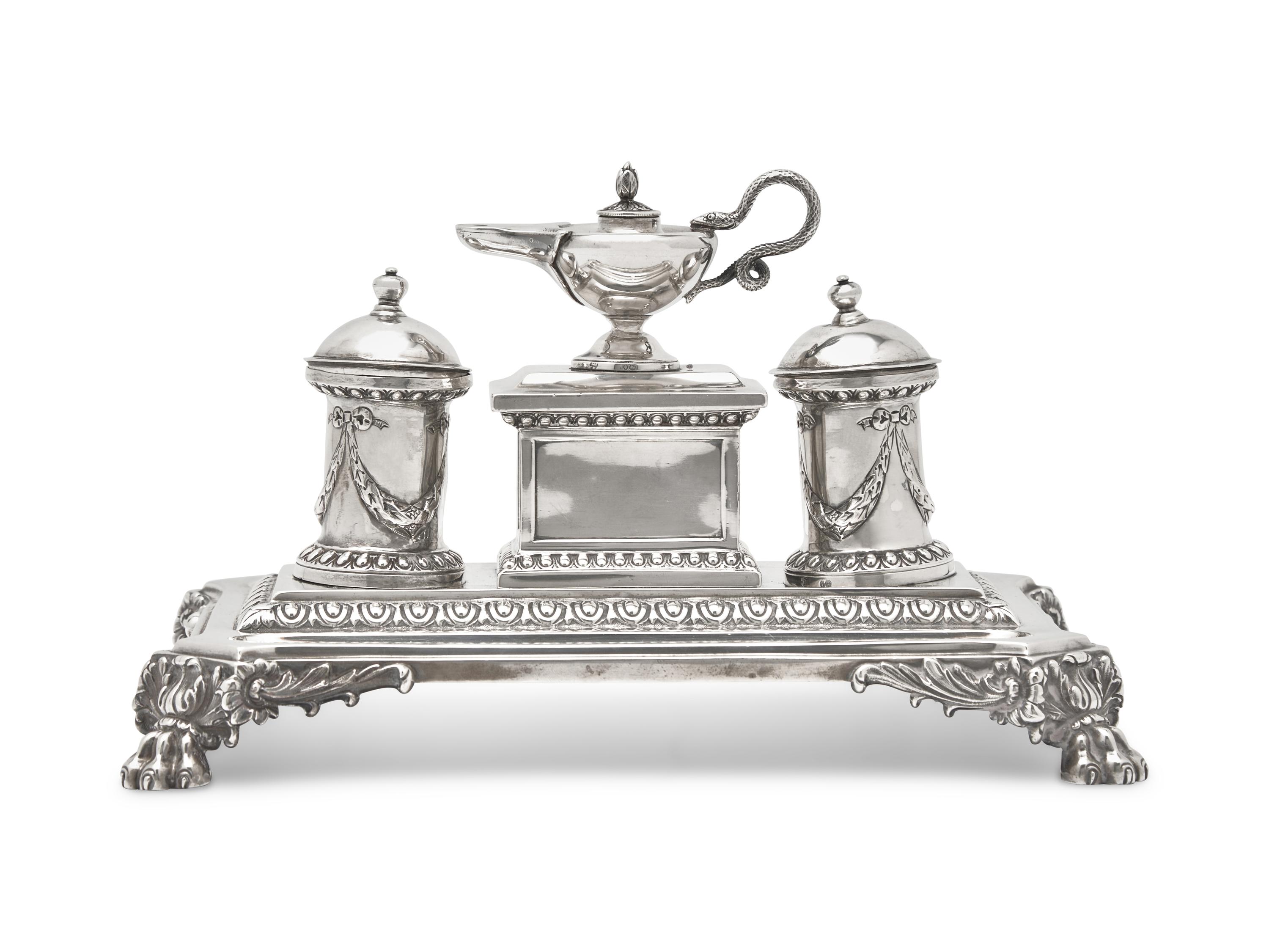 A Victorian Sterling Silver Standish