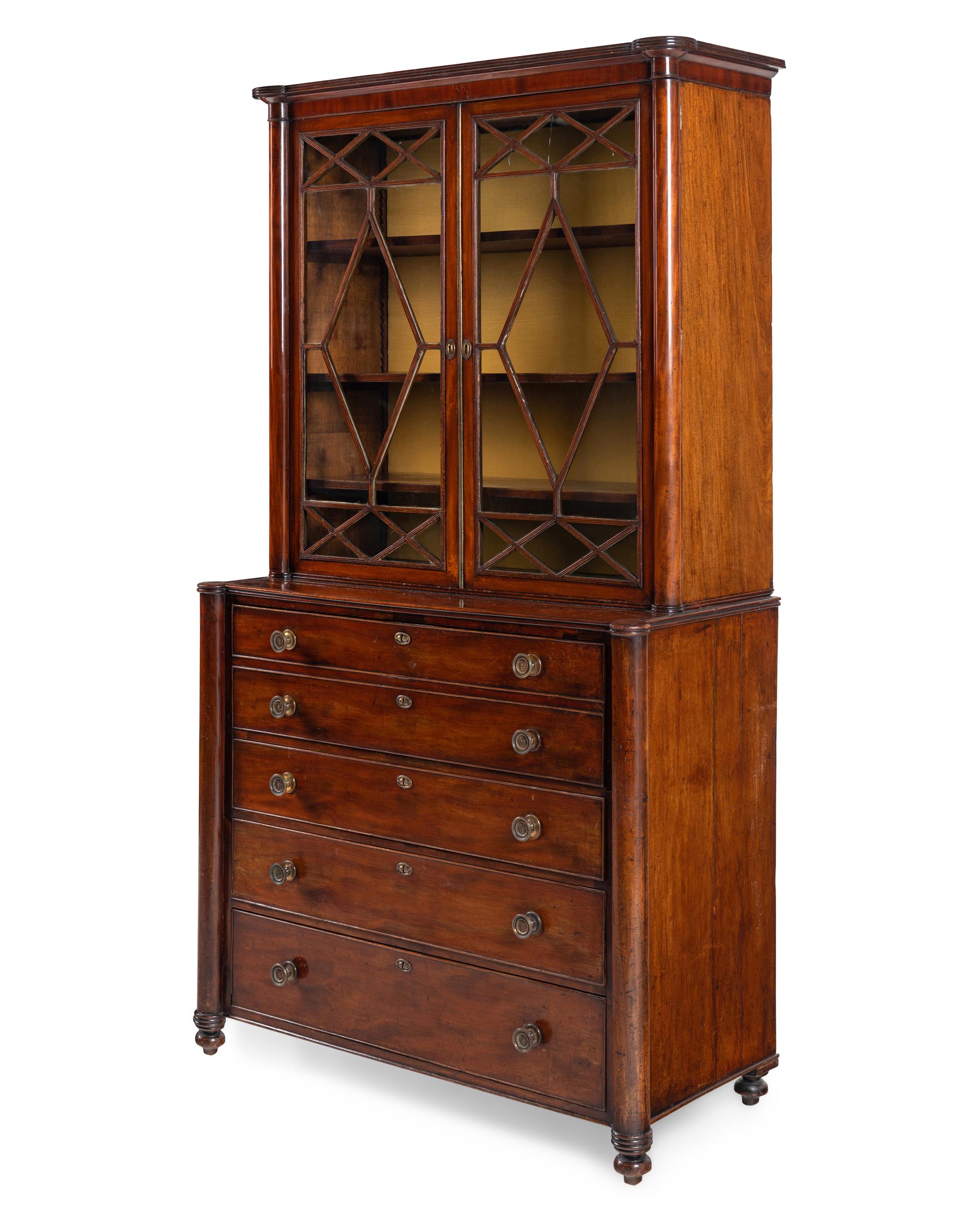 A Regency Mahogany Bureau Bookcase