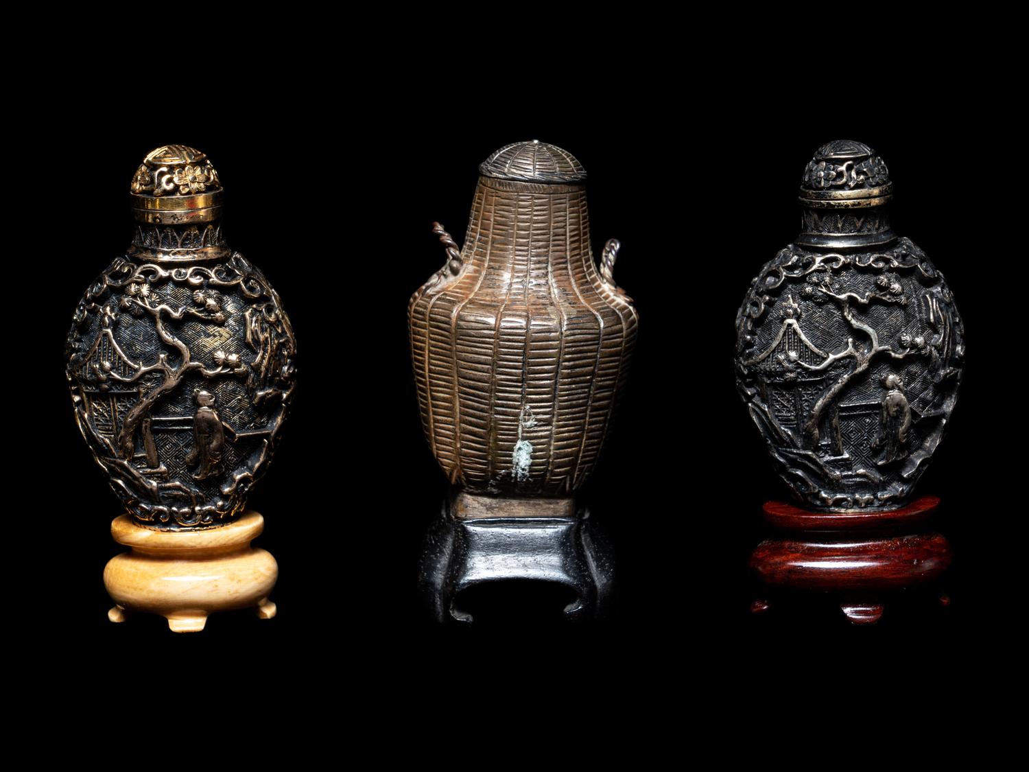 Three Chinese Metal Snuff Bottles