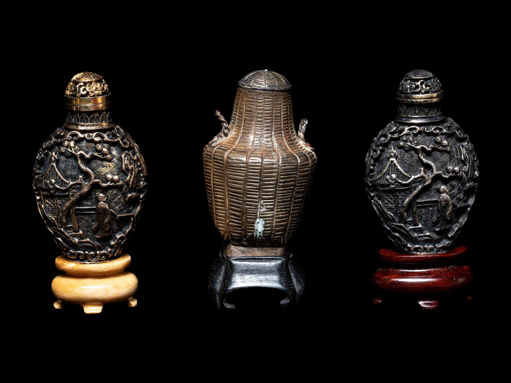 Three Chinese Metal Snuff Bottles