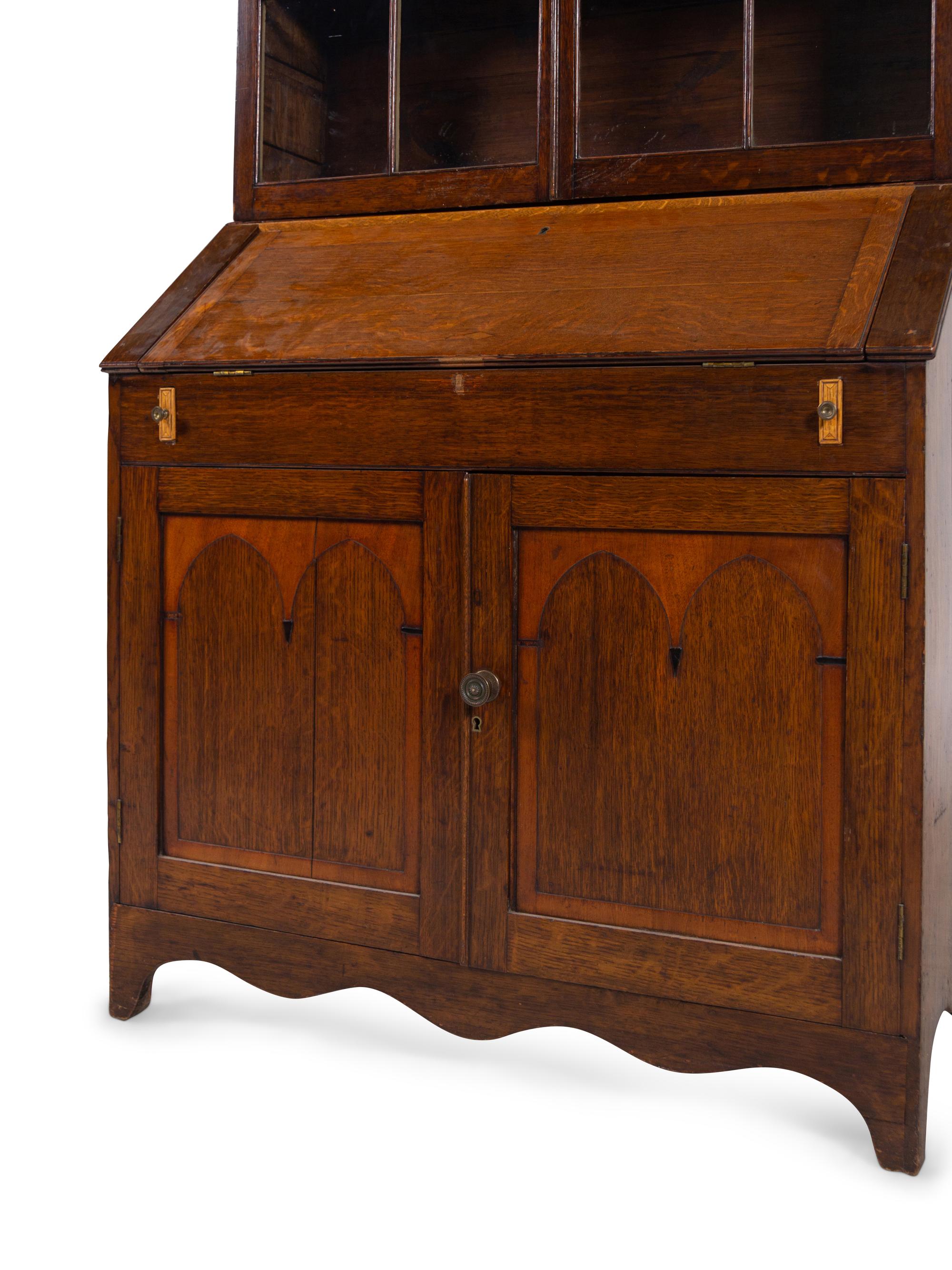 A George III Oak Secretary Bookcase