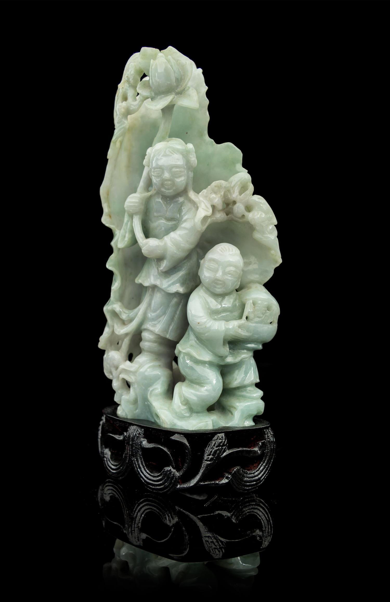 A Jadeite Carving Height of jadeite 5 5/8 inches.