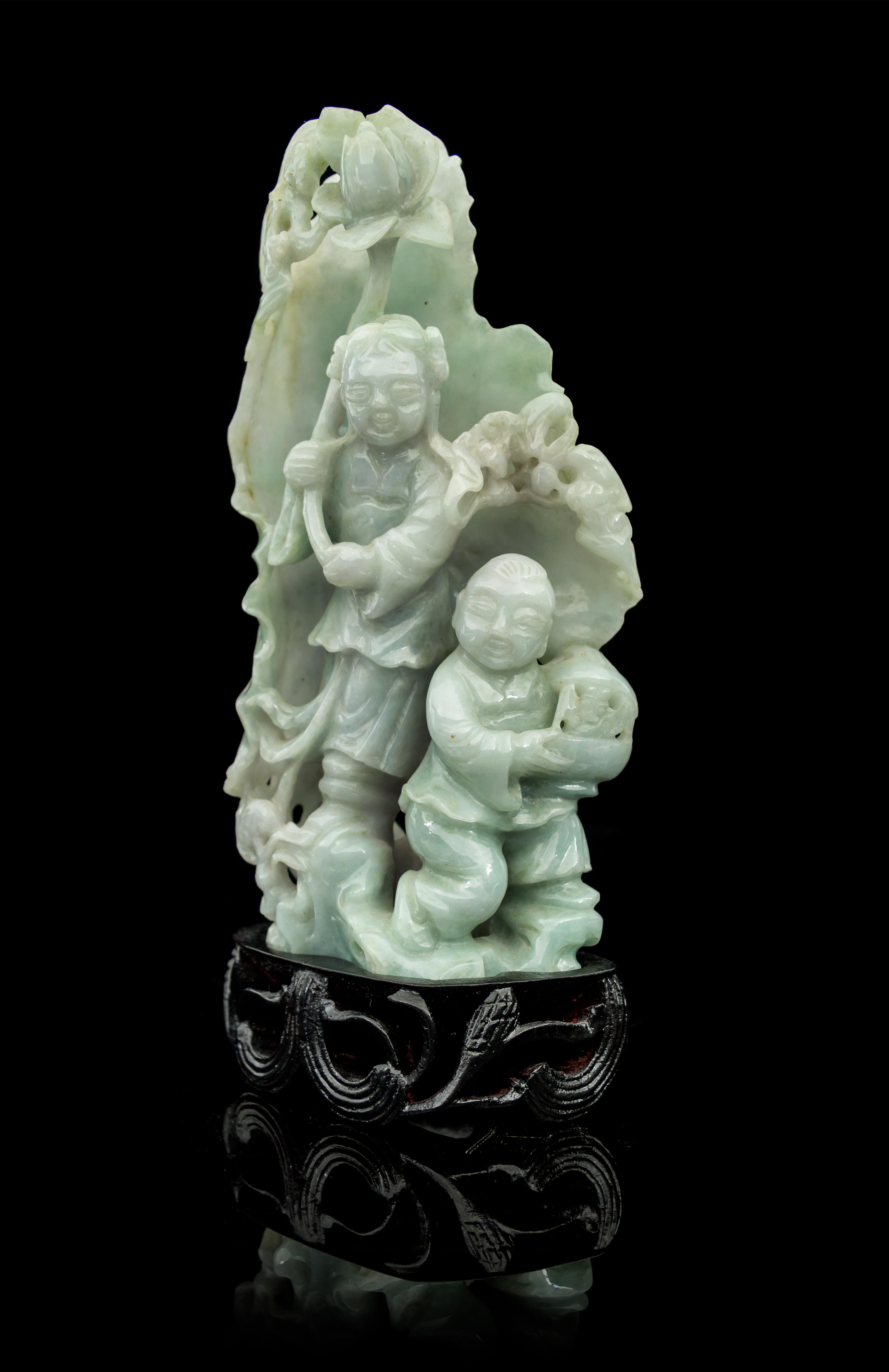 A Jadeite Carving Height of jadeite 5 5/8 inches.