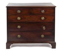 An English Mahogany Chest of Drawers, MID-19TH CENTURY, Height 37 1/2 x width 43 x depth 21 1/2 inches. — MID-19TH CENTURY,