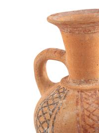 A Holy Land Pottery Spouted Strainer Jug
