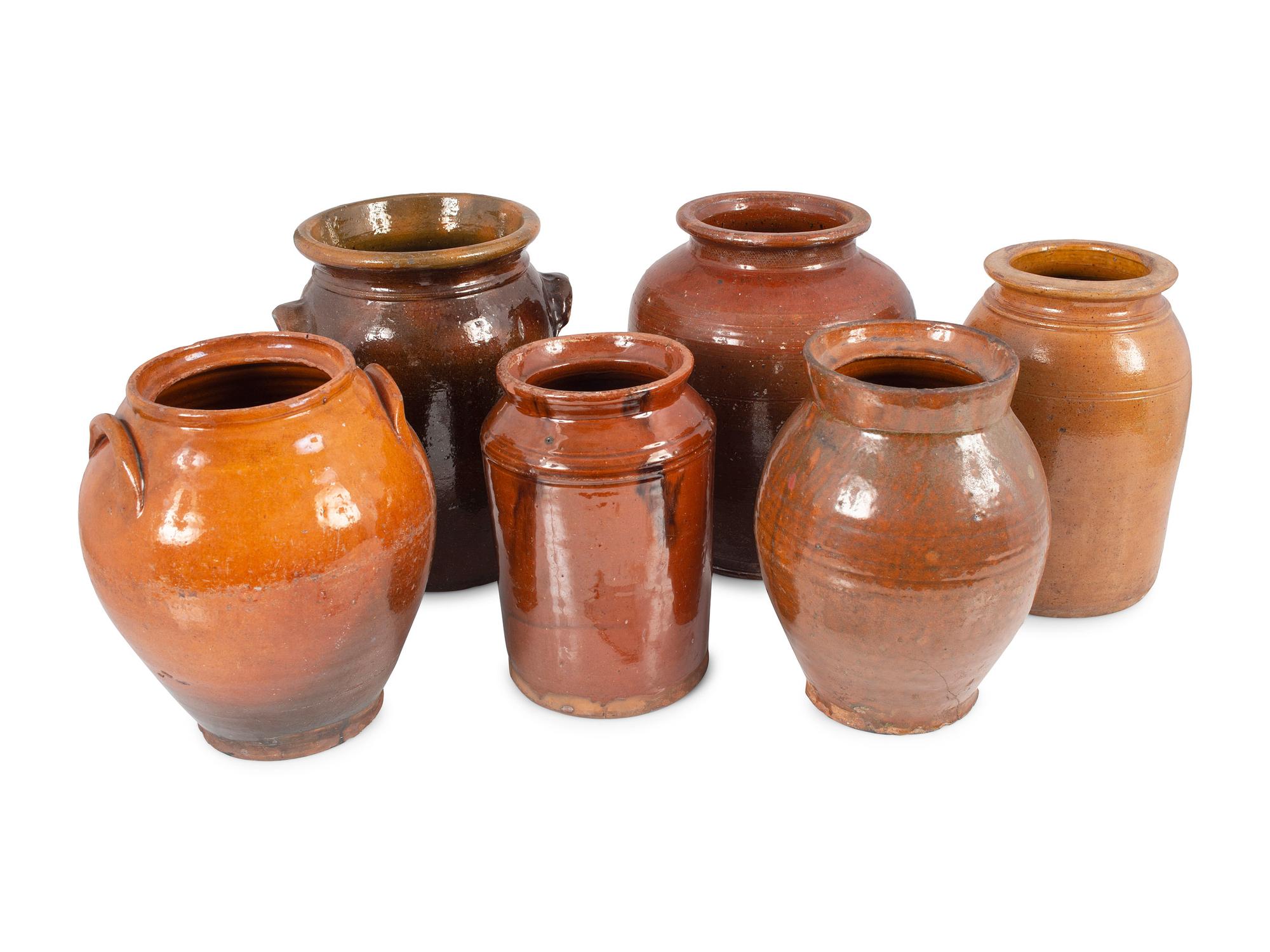 Six Redware Jars