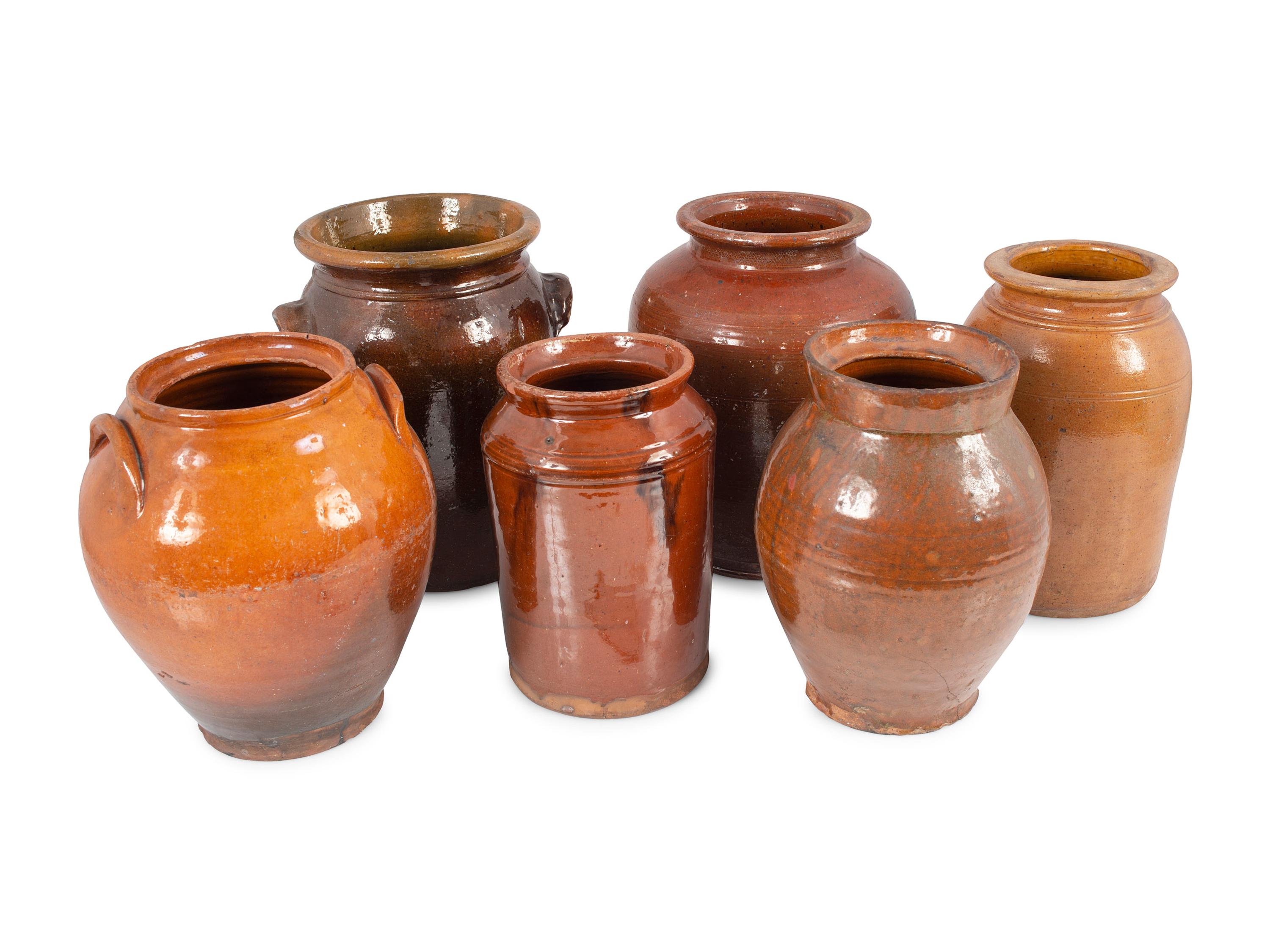 Six Redware Jars