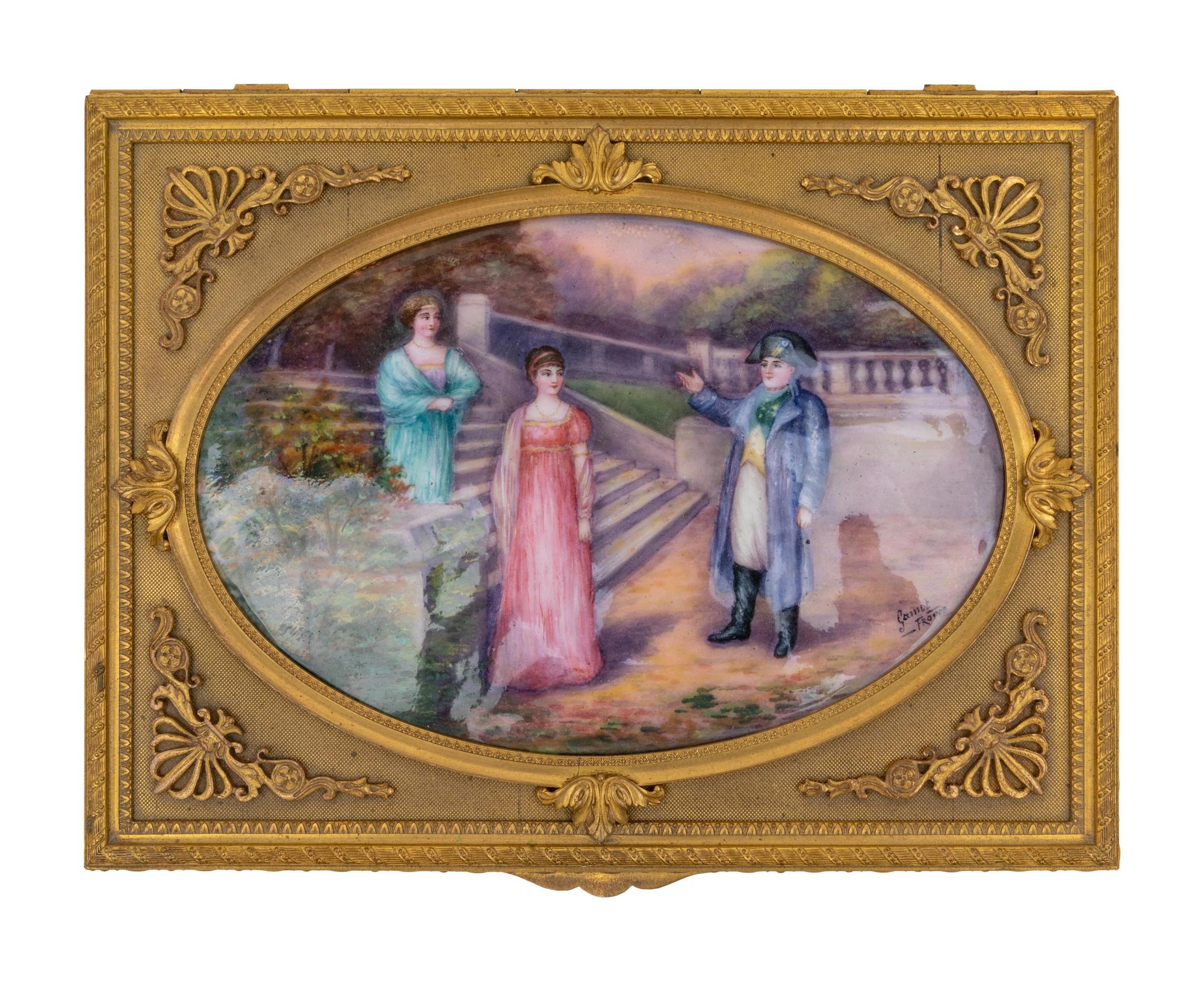 A French Gilt Bronze and Enameled Table Casket