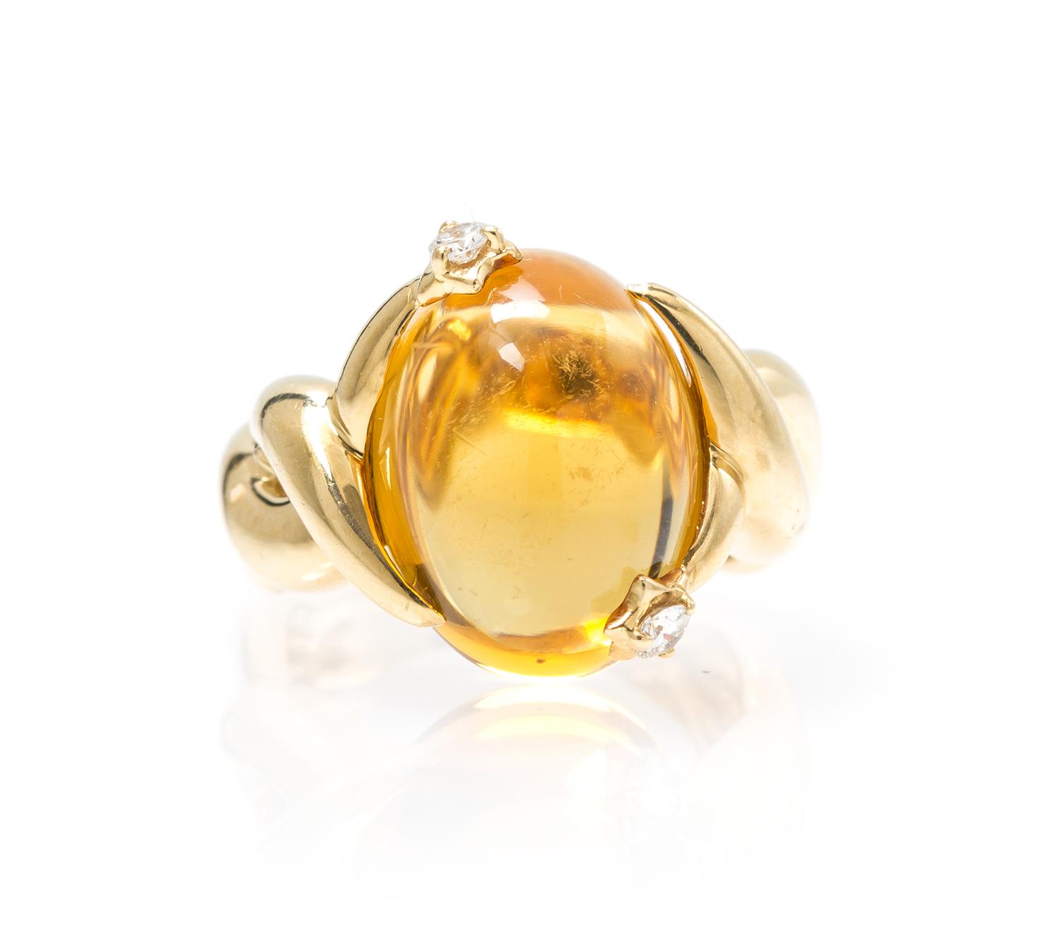 An 18 Karat Yellow Gold, Citrine and Diamond Ring, Chanel, 8.10 dwts.
