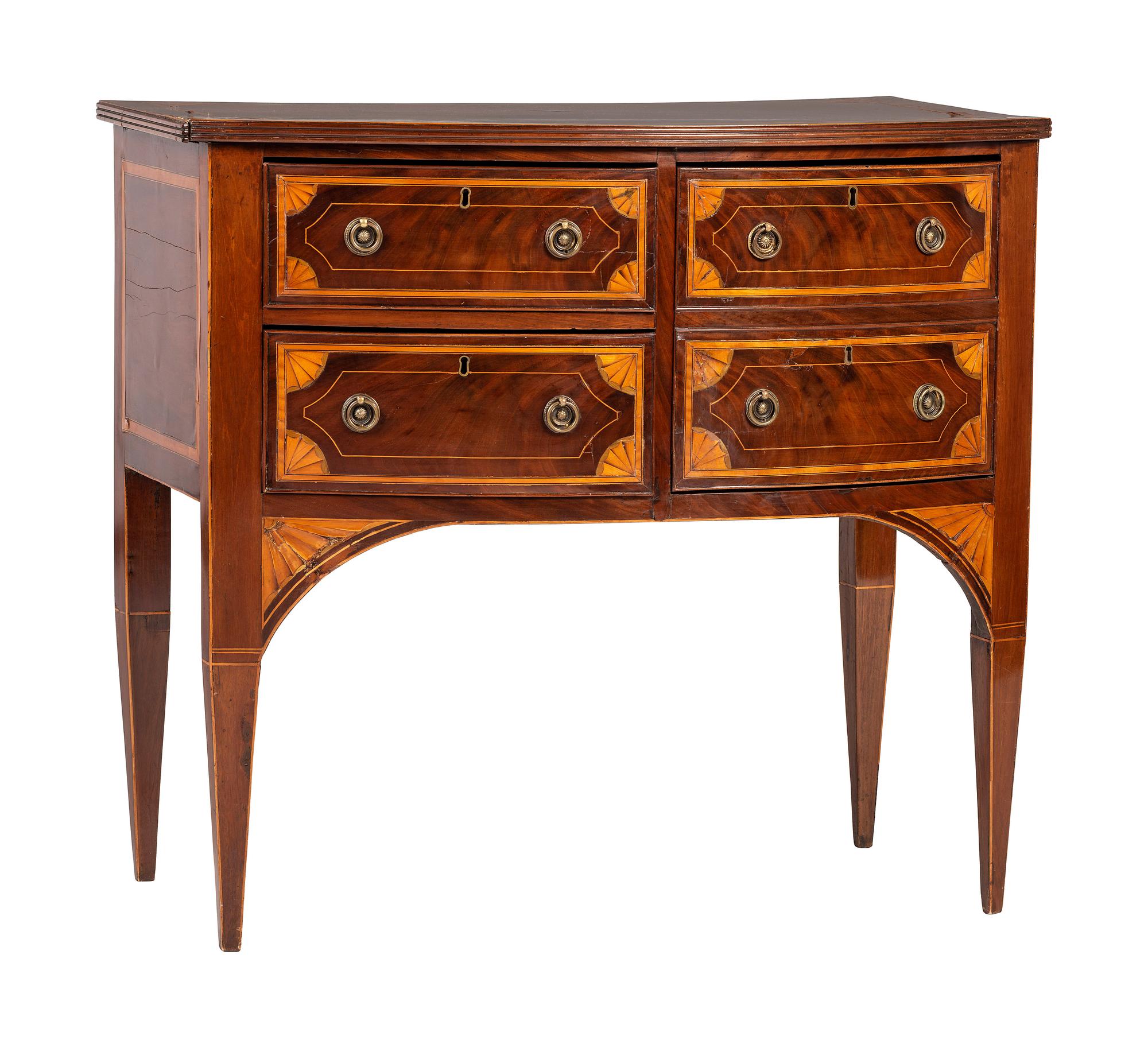 A George III Fan-Inlaid Mahogany Bow-Front Server