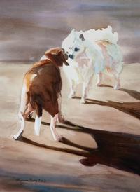 Four Works of Art depicting Beagles Largest: 21 x 15 3/4 inches.