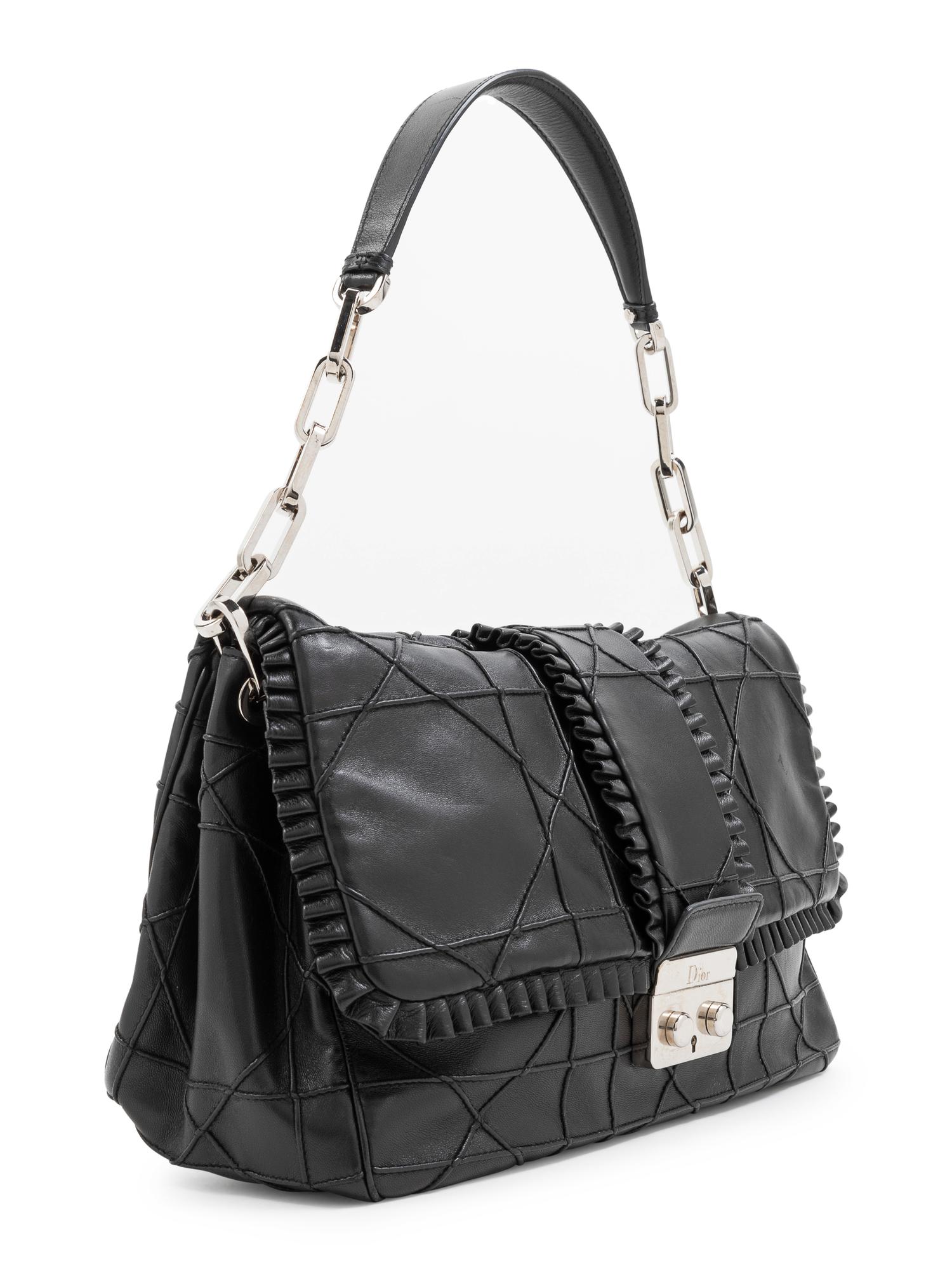 A Christian Dior Black Leather Handbag